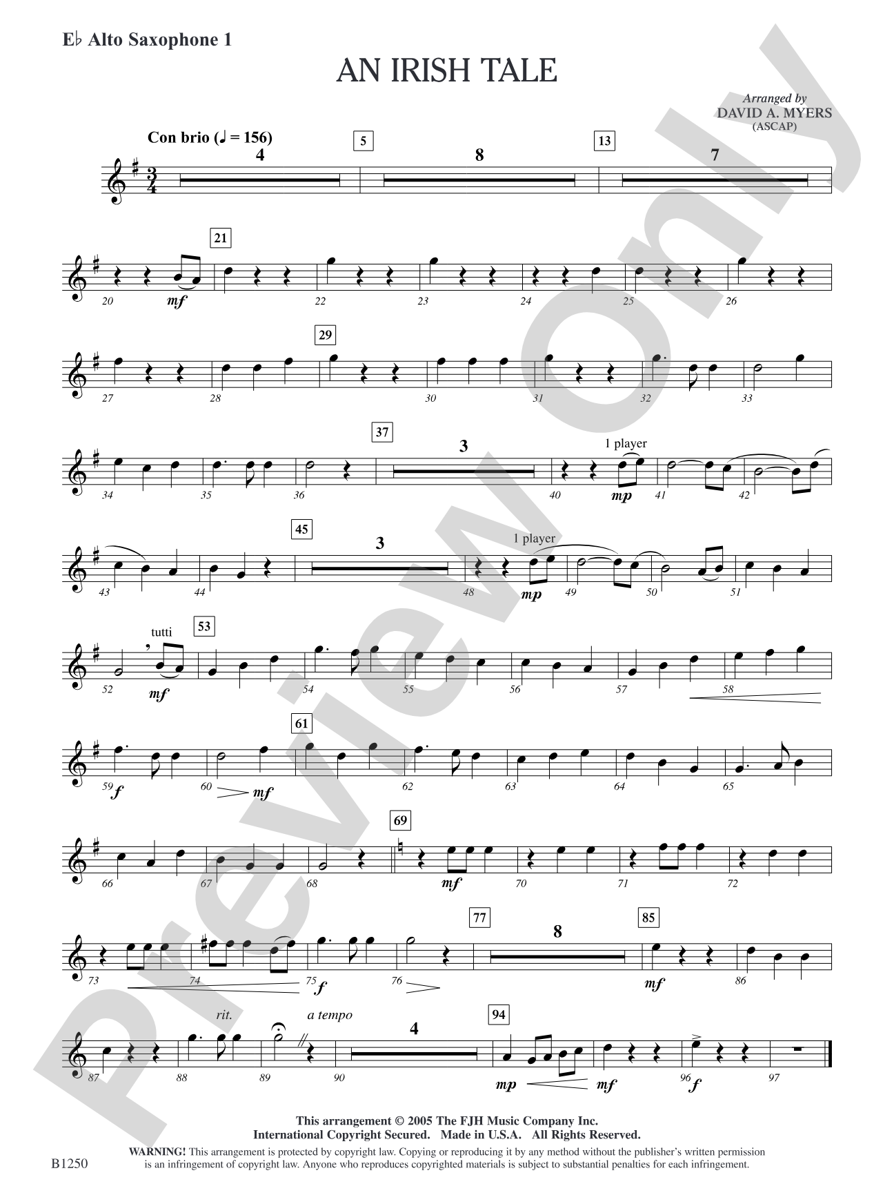 An Irish Tale: E-flat Alto Saxophone 1