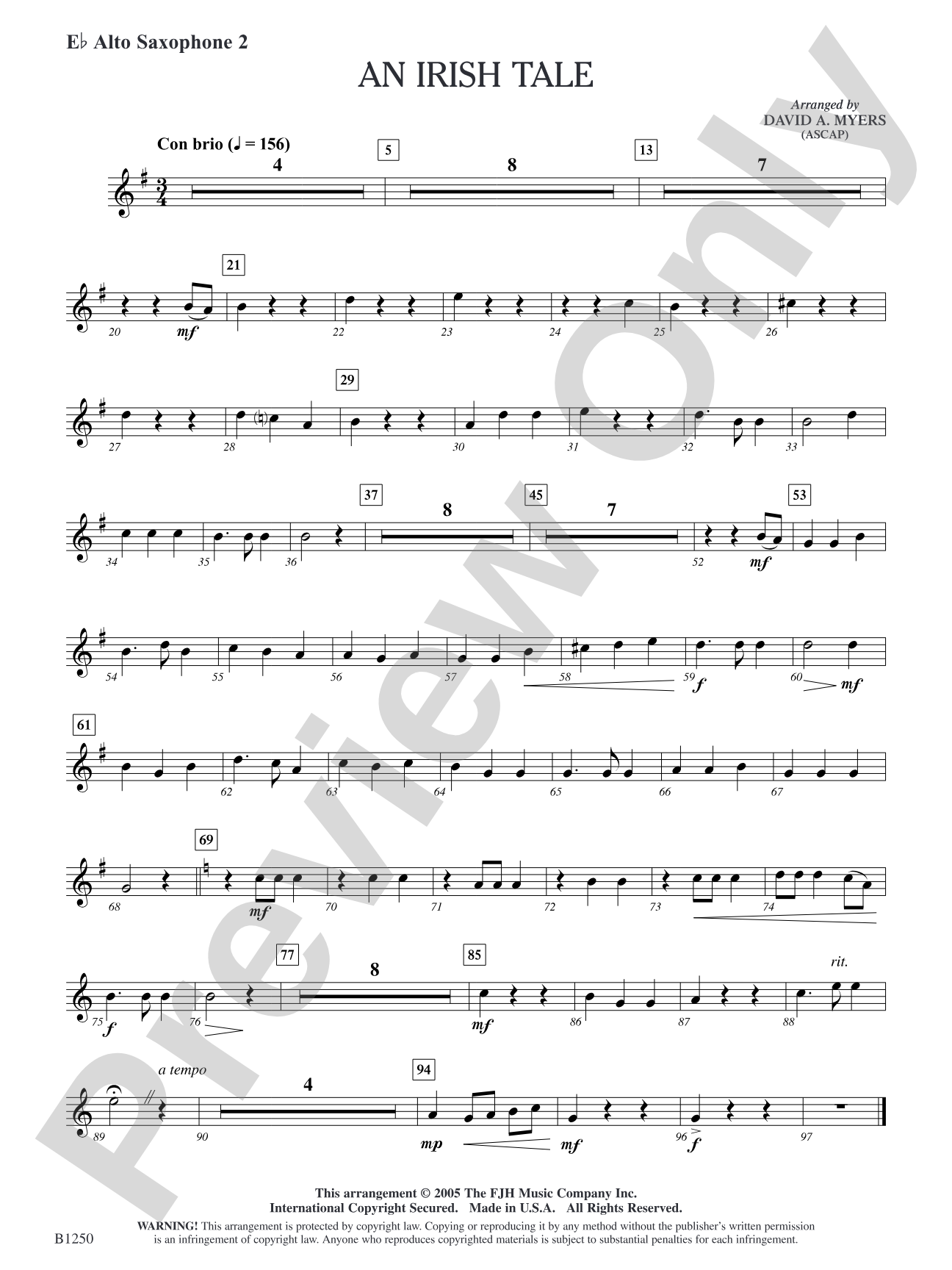 An Irish Tale: E-flat Alto Saxophone 2