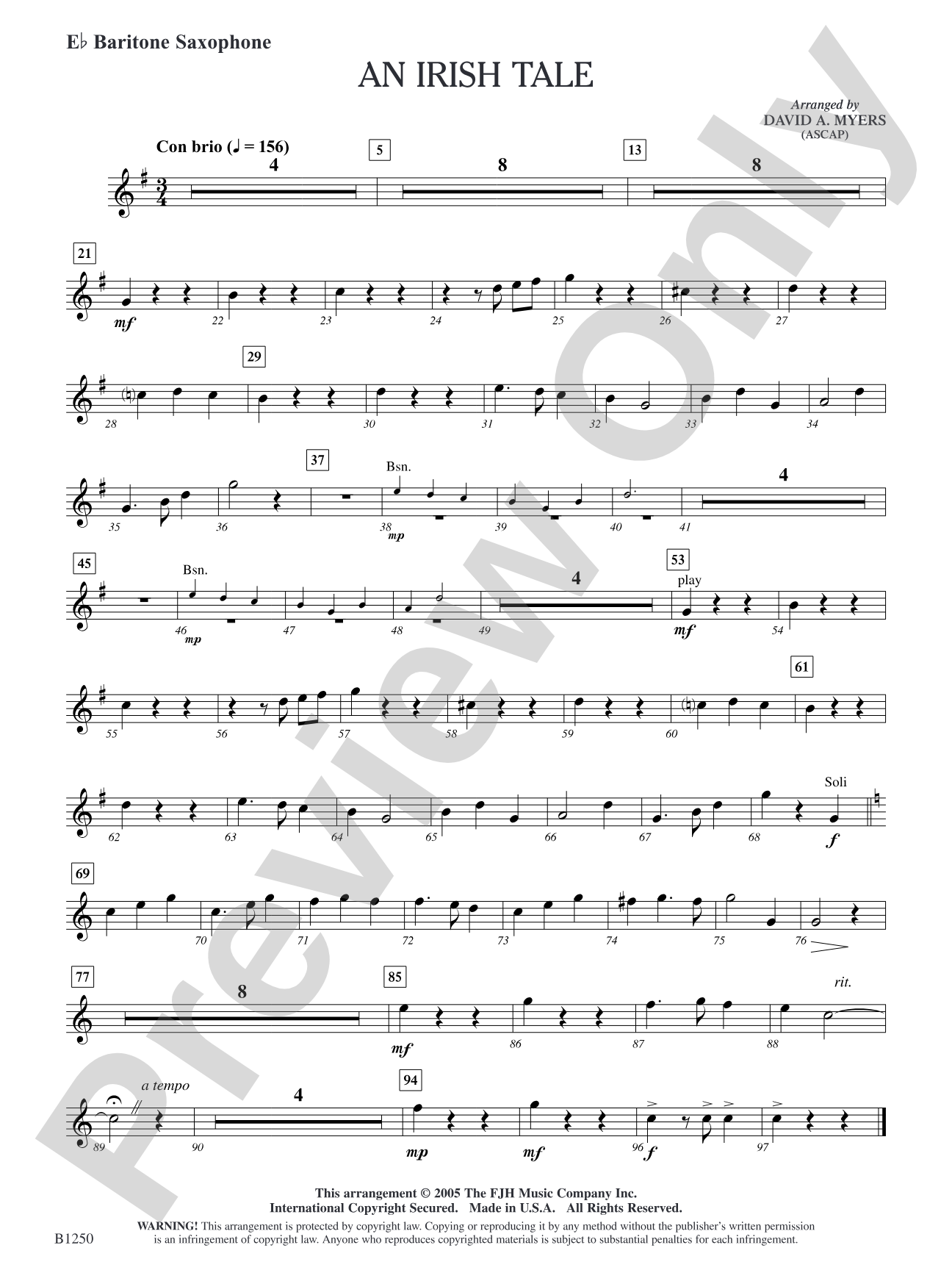 An Irish Tale: E-flat Baritone Saxophone