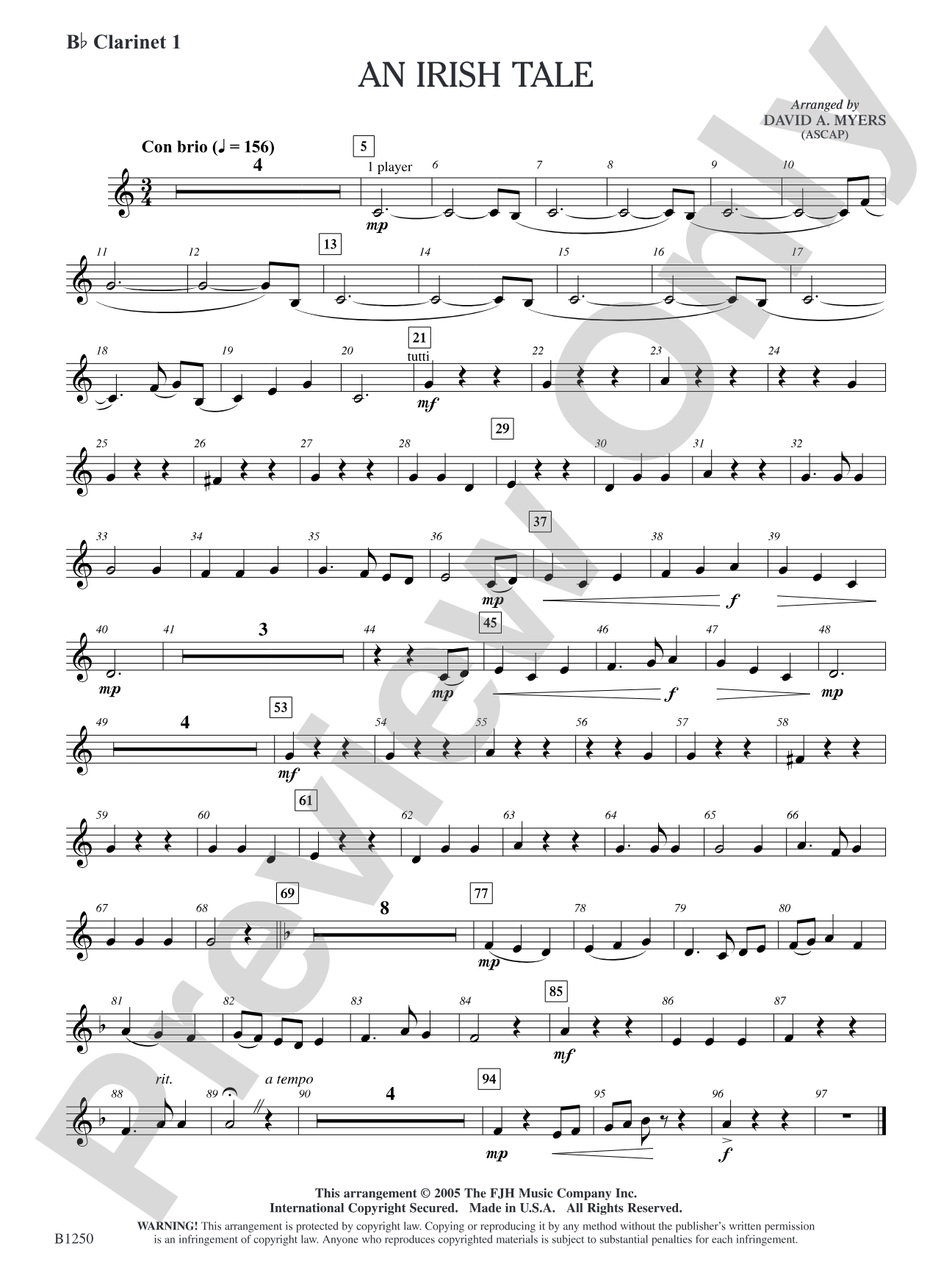 An Irish Tale: B-flat Clarinet 1