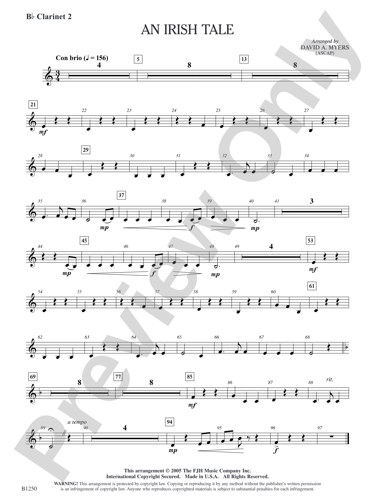 An Irish Tale: B-flat Clarinet 2