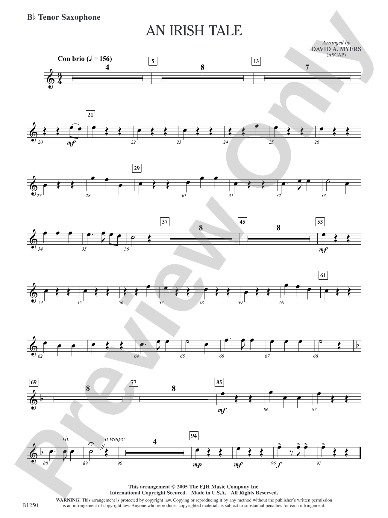 An Irish Tale: B-flat Tenor Saxophone