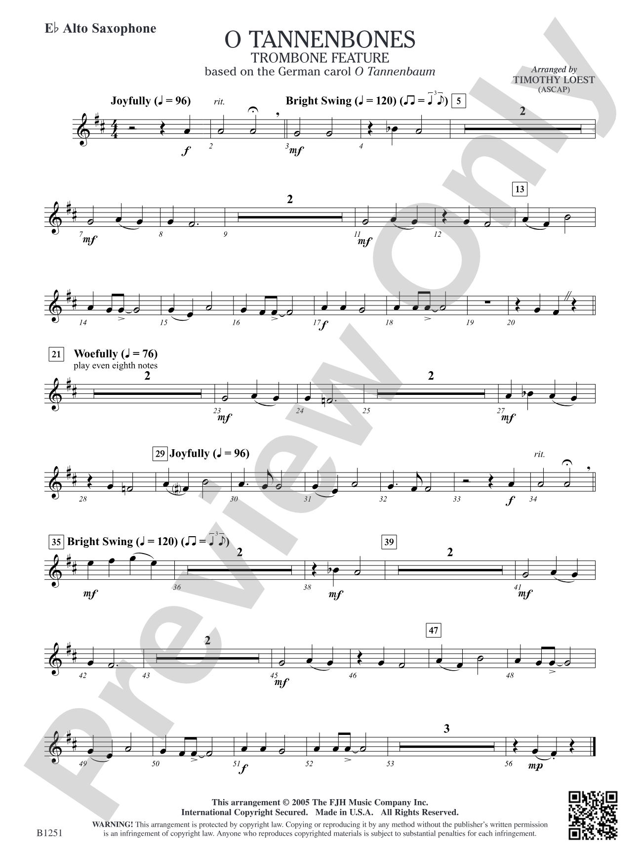 O Tannenbones (Trombone Feature): E-flat Alto Saxophone