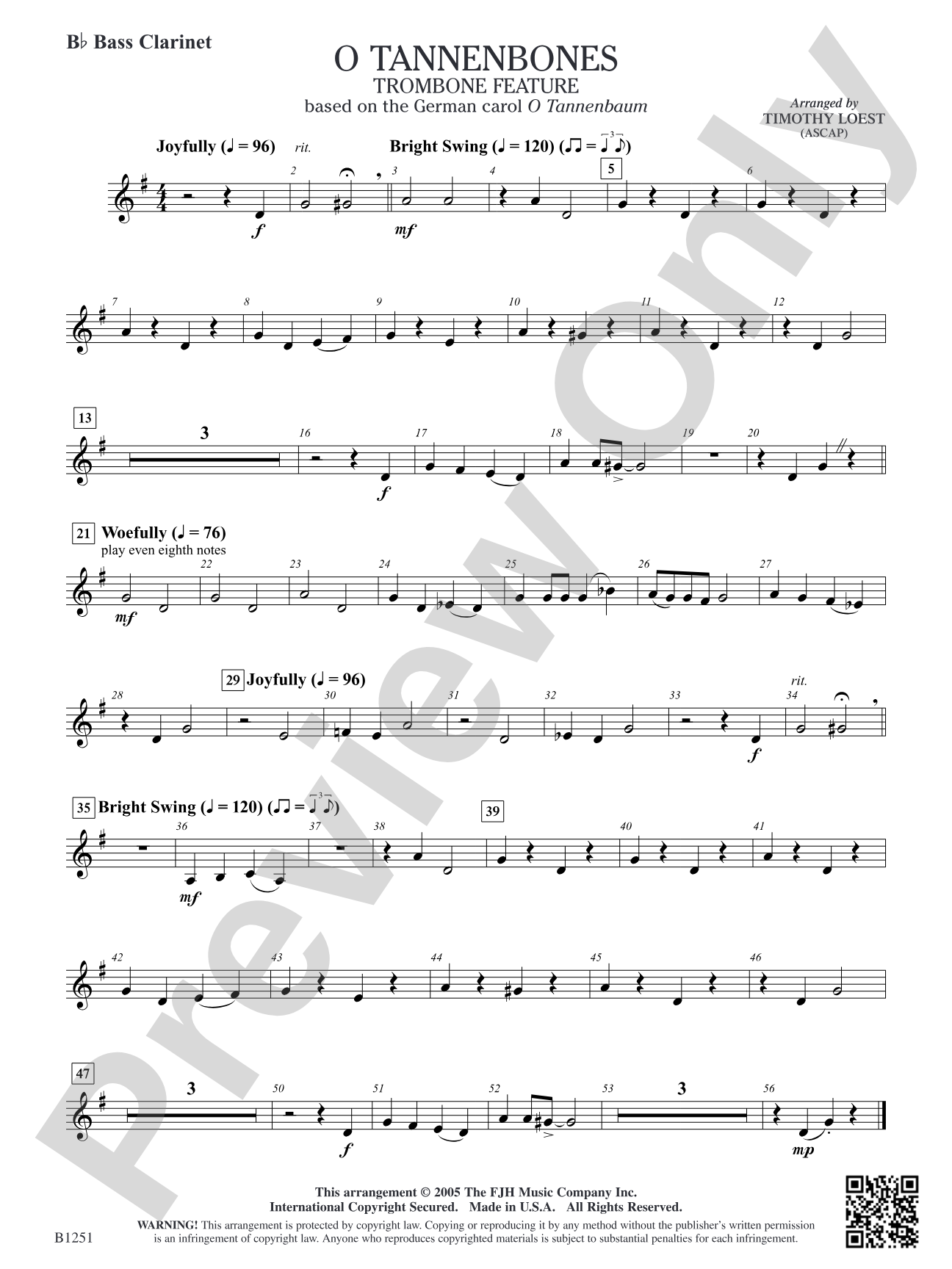 O Tannenbones (Trombone Feature): B-flat Bass Clarinet