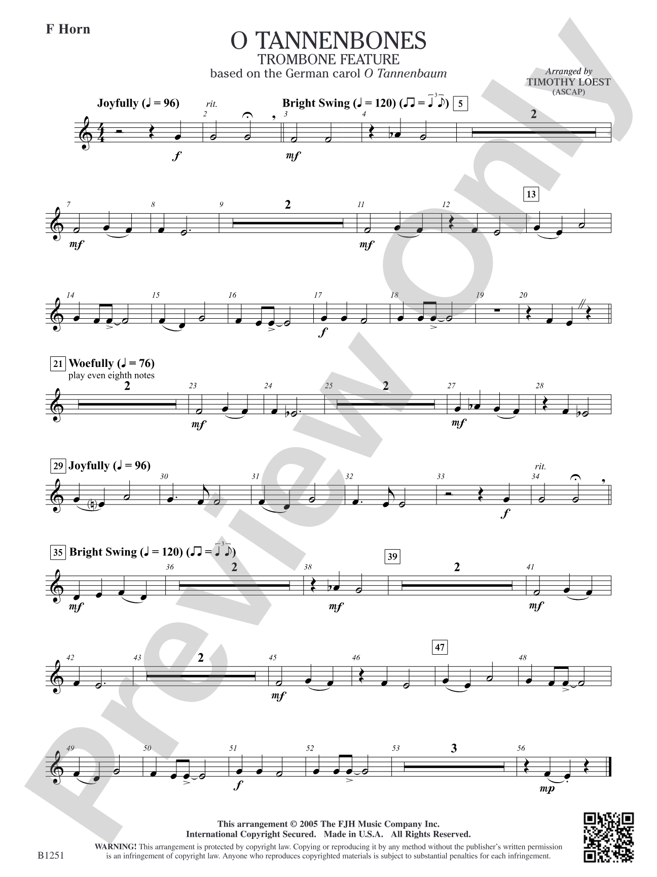 O Tannenbones (Trombone Feature): F Horn