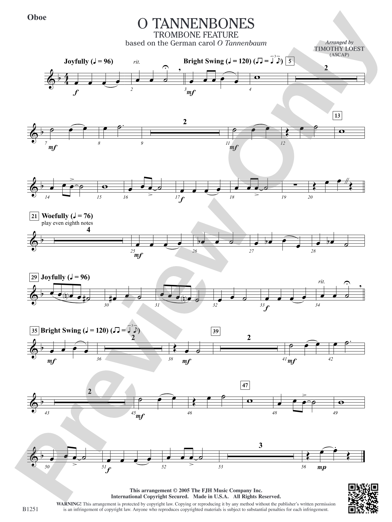 O Tannenbones (Trombone Feature): Oboe