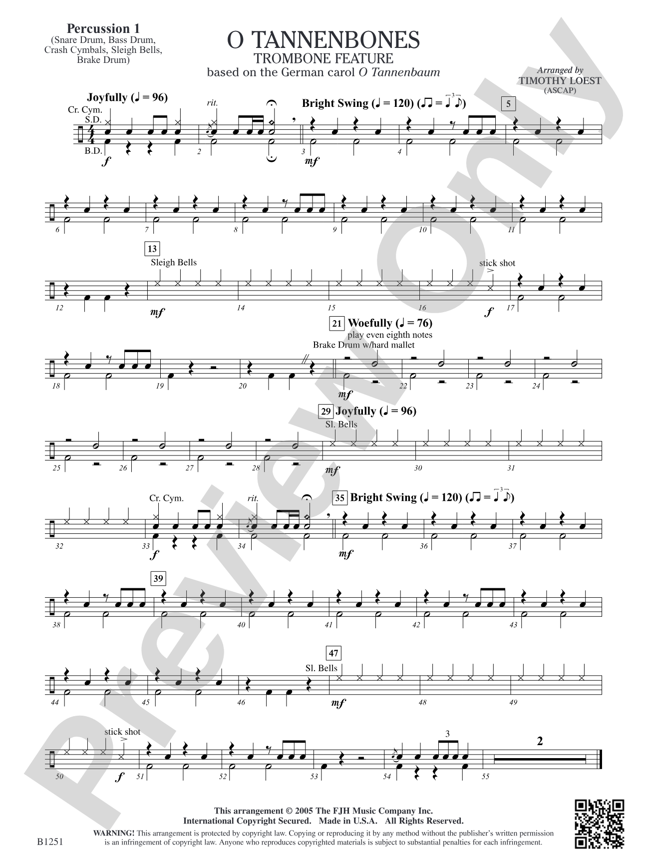 O Tannenbones (Trombone Feature): Percussion 1