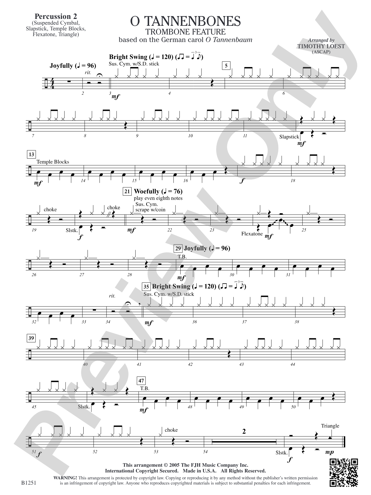 O Tannenbones (Trombone Feature): Percussion 2