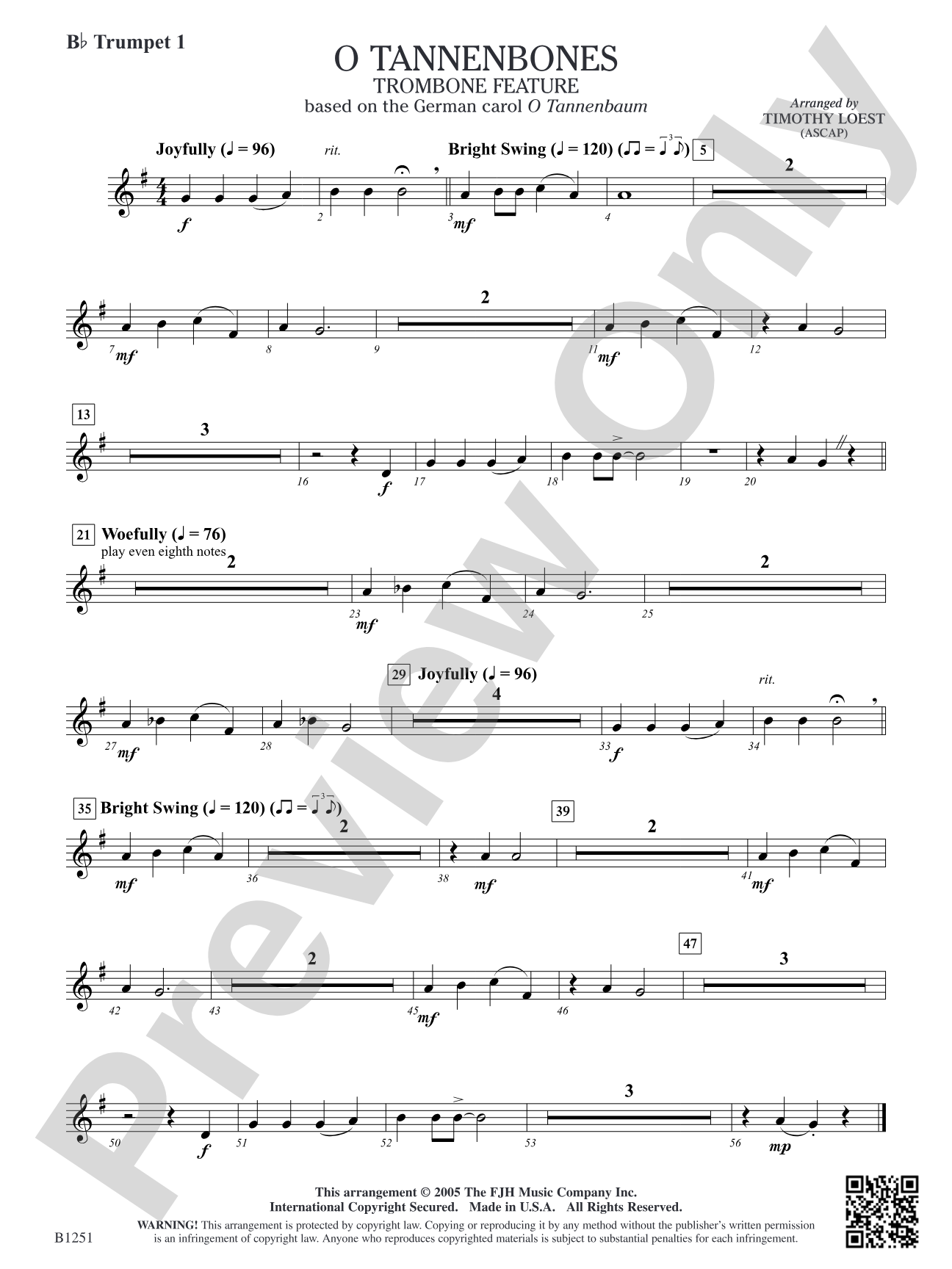 O Tannenbones (Trombone Feature): B-flat Trumpet 1