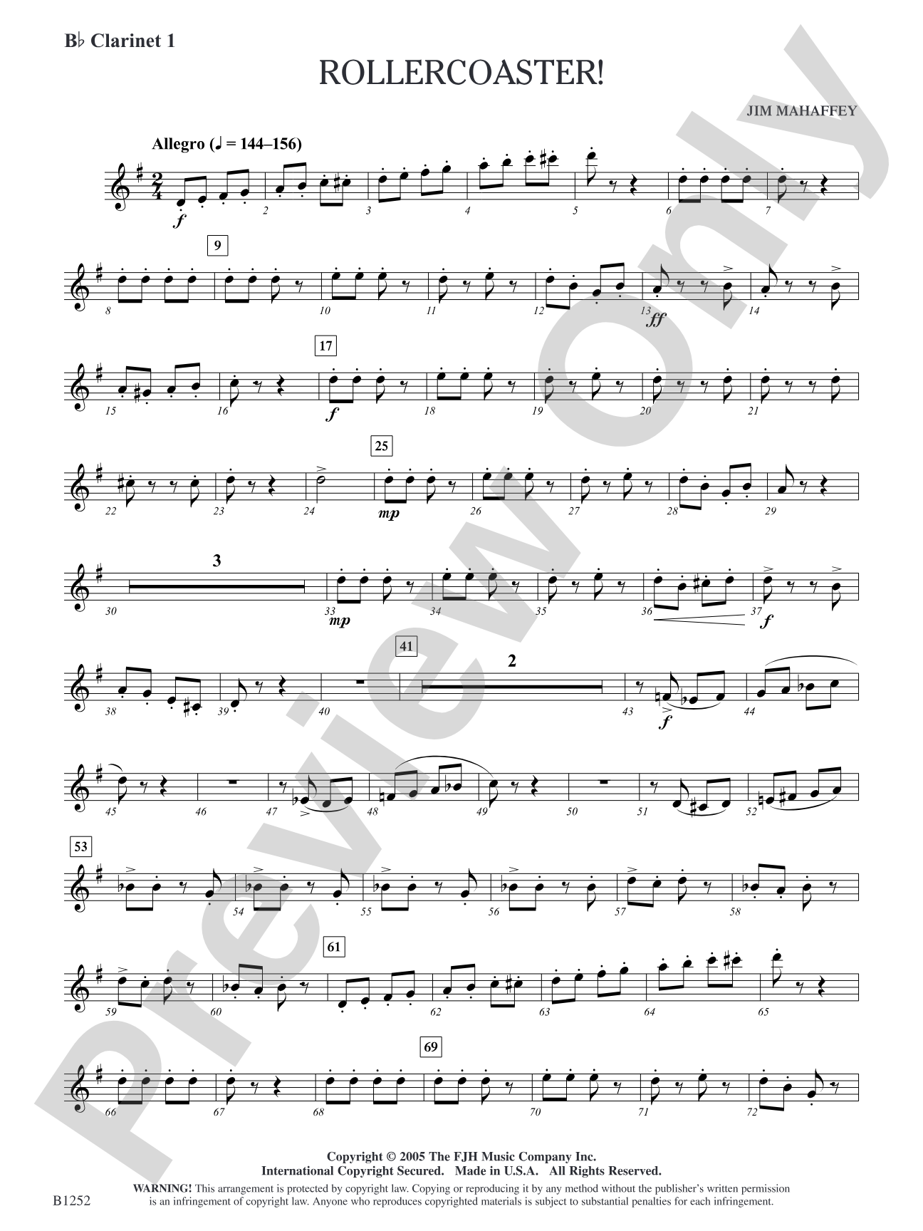 Rollercoaster!: B-flat Clarinet 1