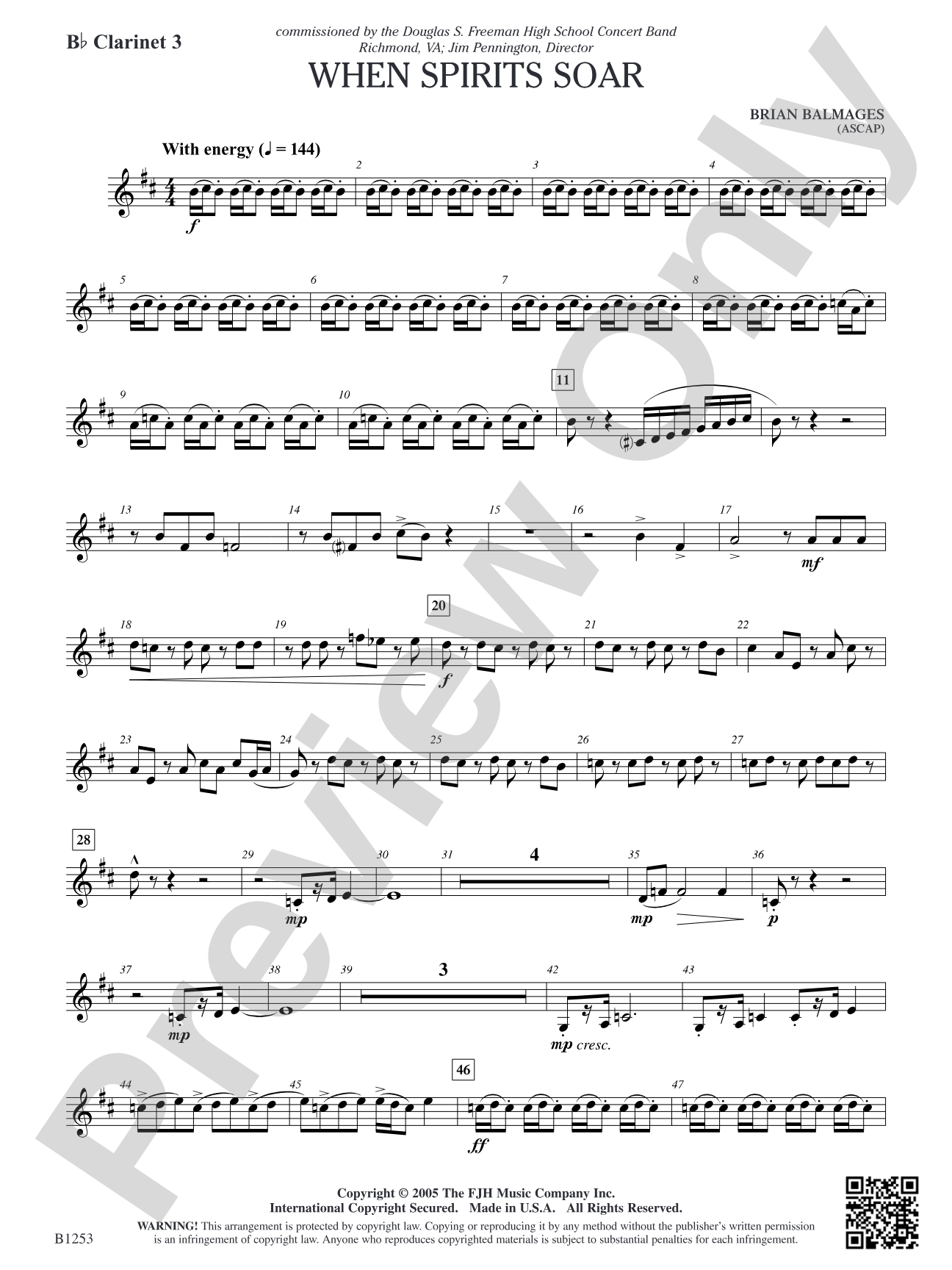 When Spirits Soar: B-flat Clarinet 3