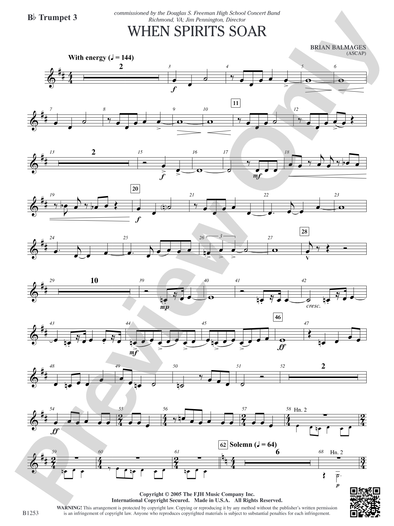 When Spirits Soar: B-flat Trumpet 3