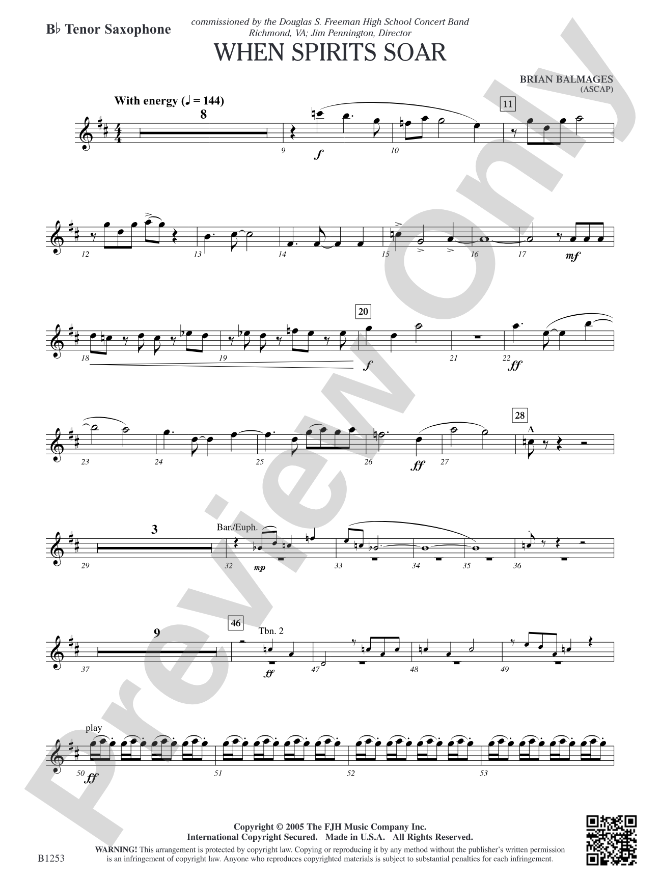 When Spirits Soar: B-flat Tenor Saxophone