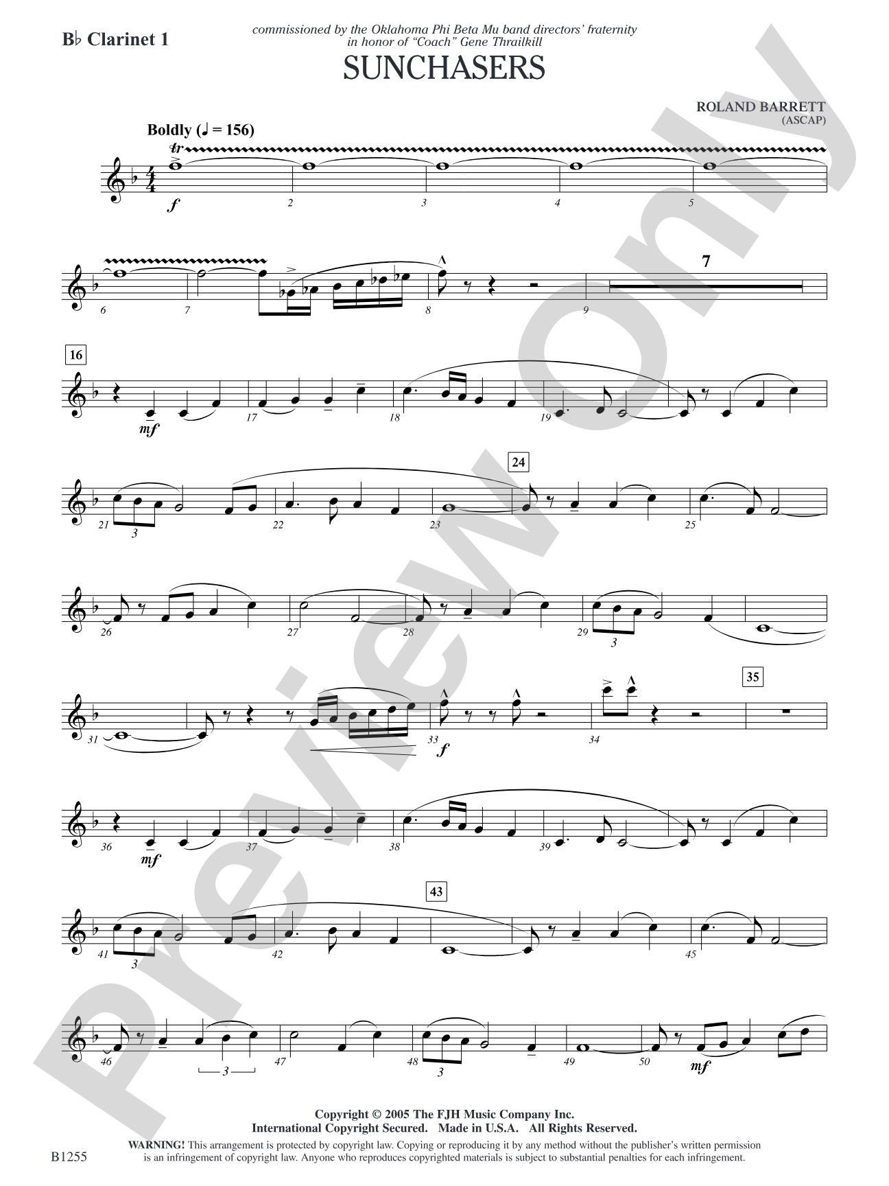 Sunchasers: B-flat Clarinet 1