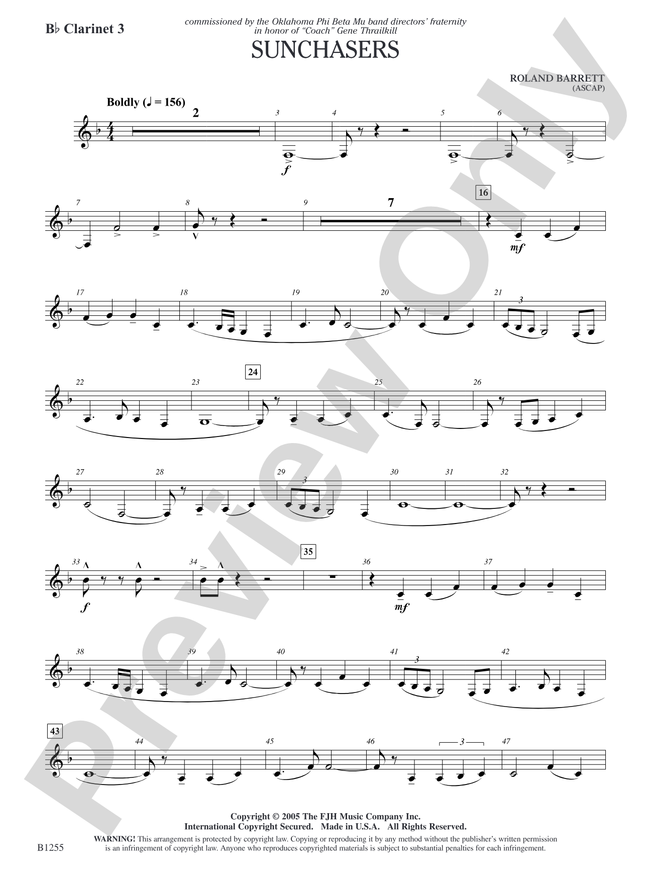 Sunchasers: B-flat Clarinet 3