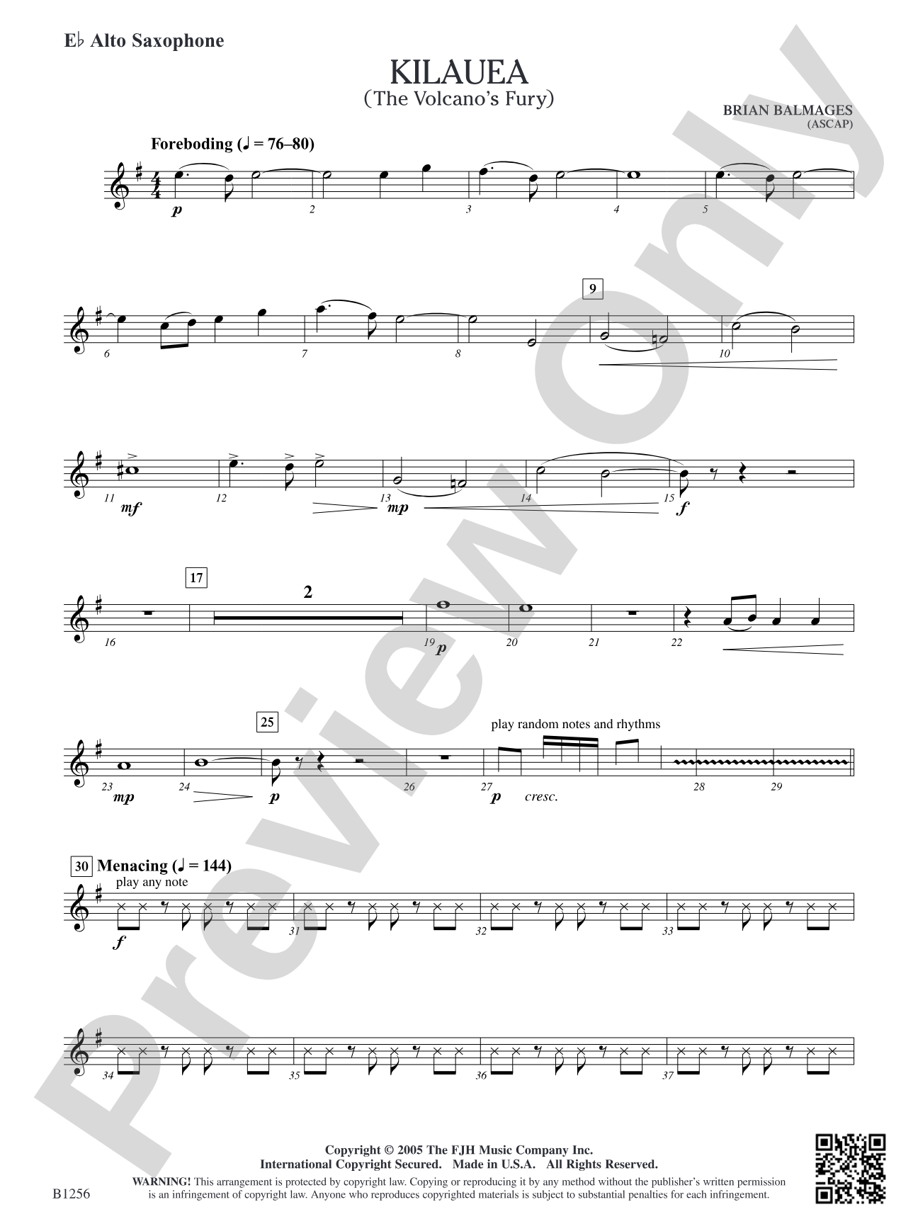 Kilauea (The Volcano's Fury): E-flat Alto Saxophone