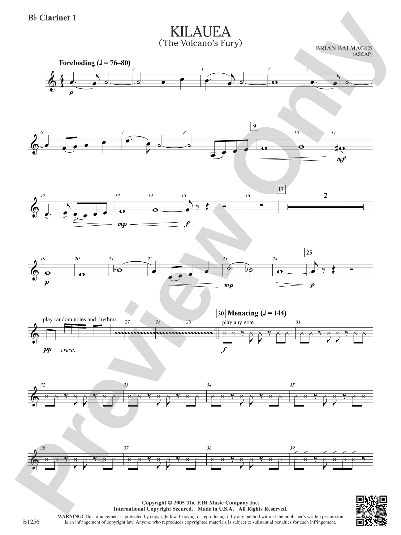 Kilauea (The Volcano's Fury): B-flat Clarinet 1