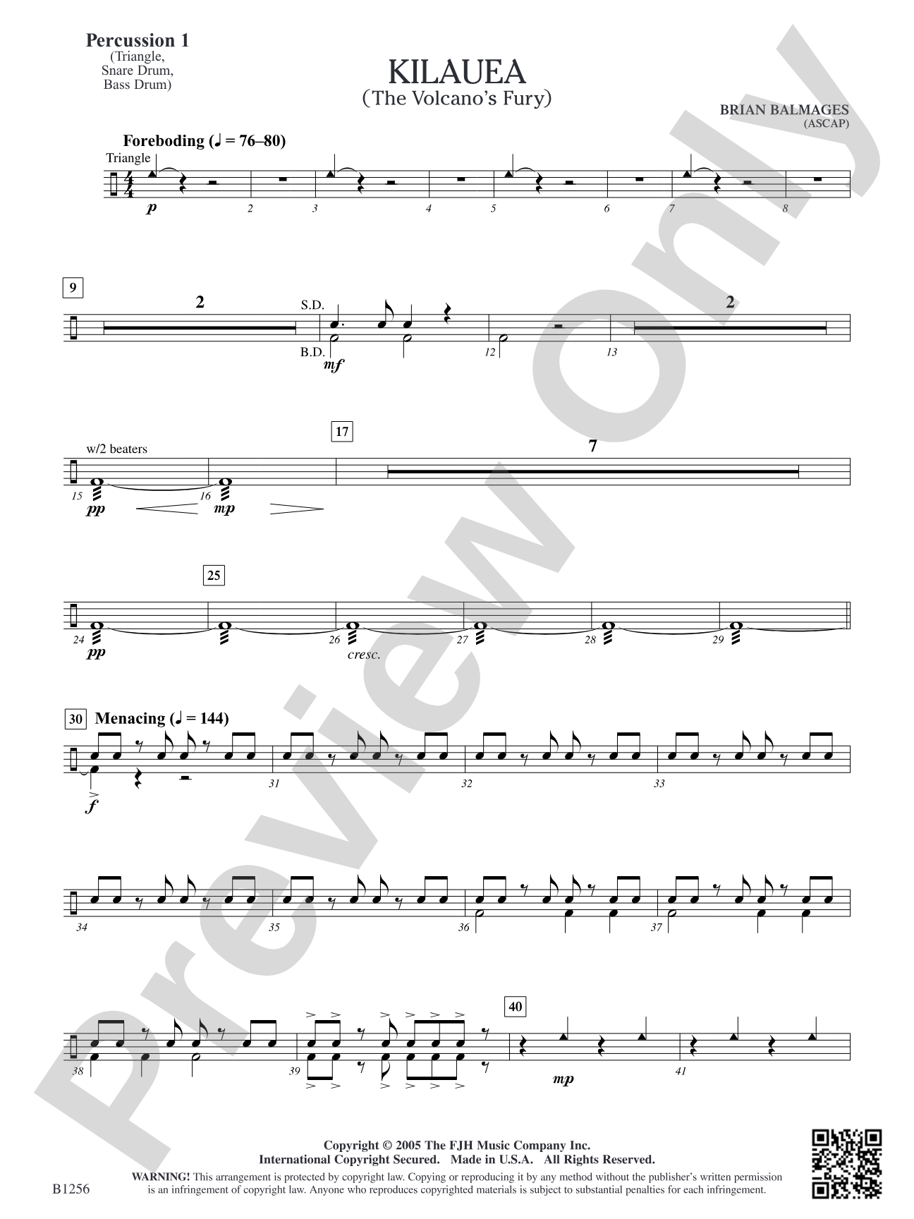 Kilauea (The Volcano's Fury): Percussion 1