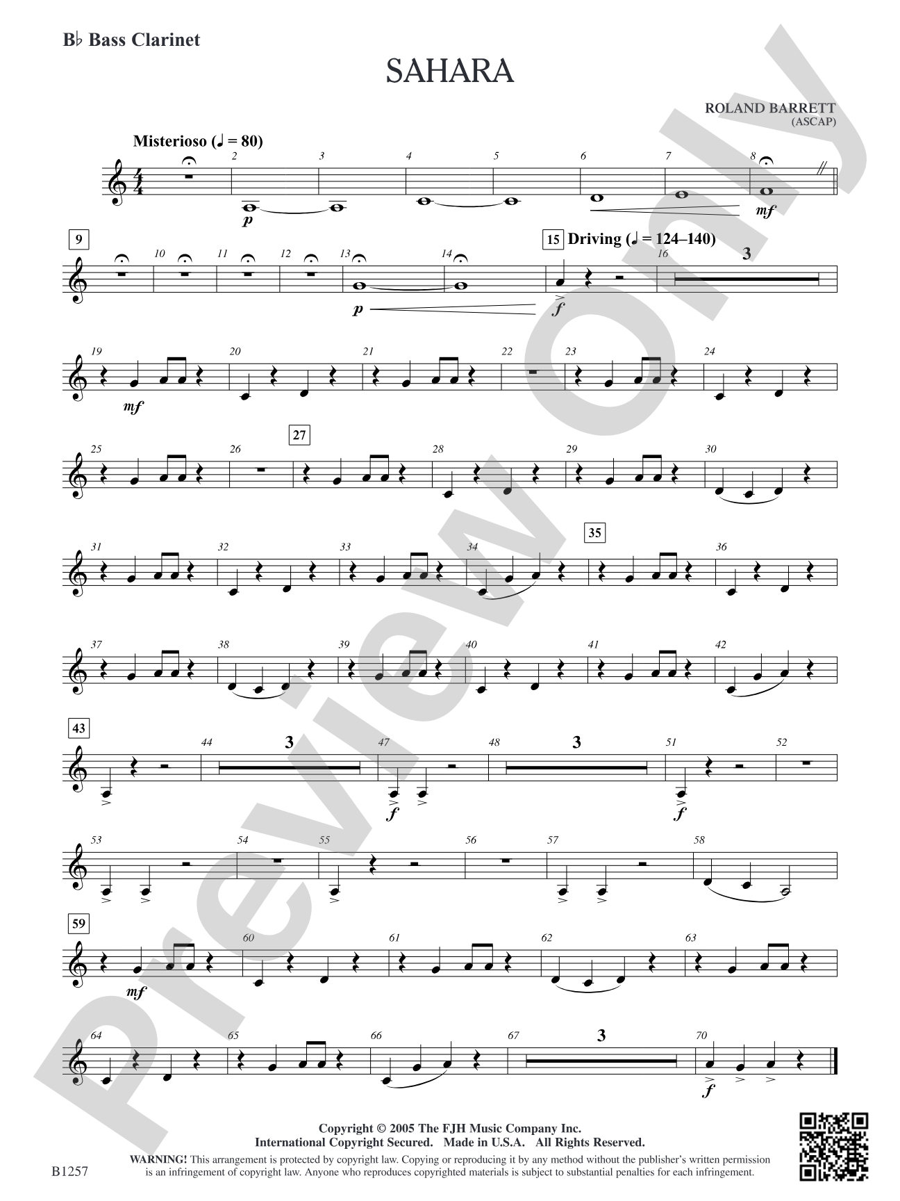 Sahara: B-flat Bass Clarinet