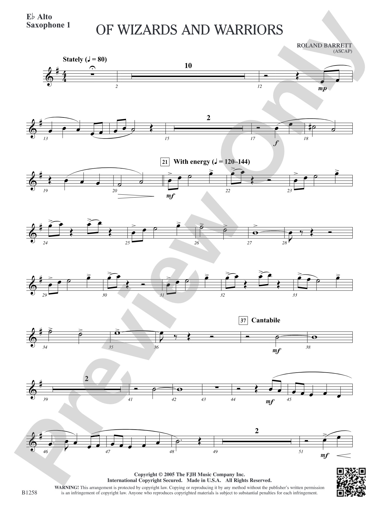 Of Wizards and Warriors: E-flat Alto Saxophone 1