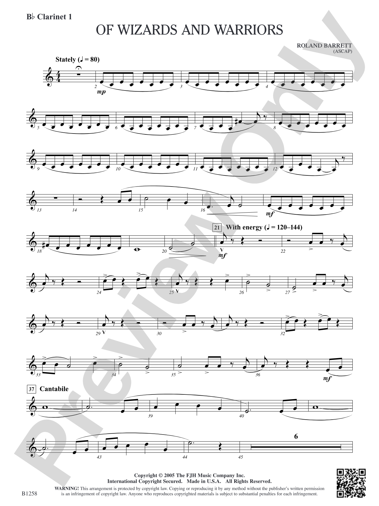 Of Wizards and Warriors: B-flat Clarinet 1