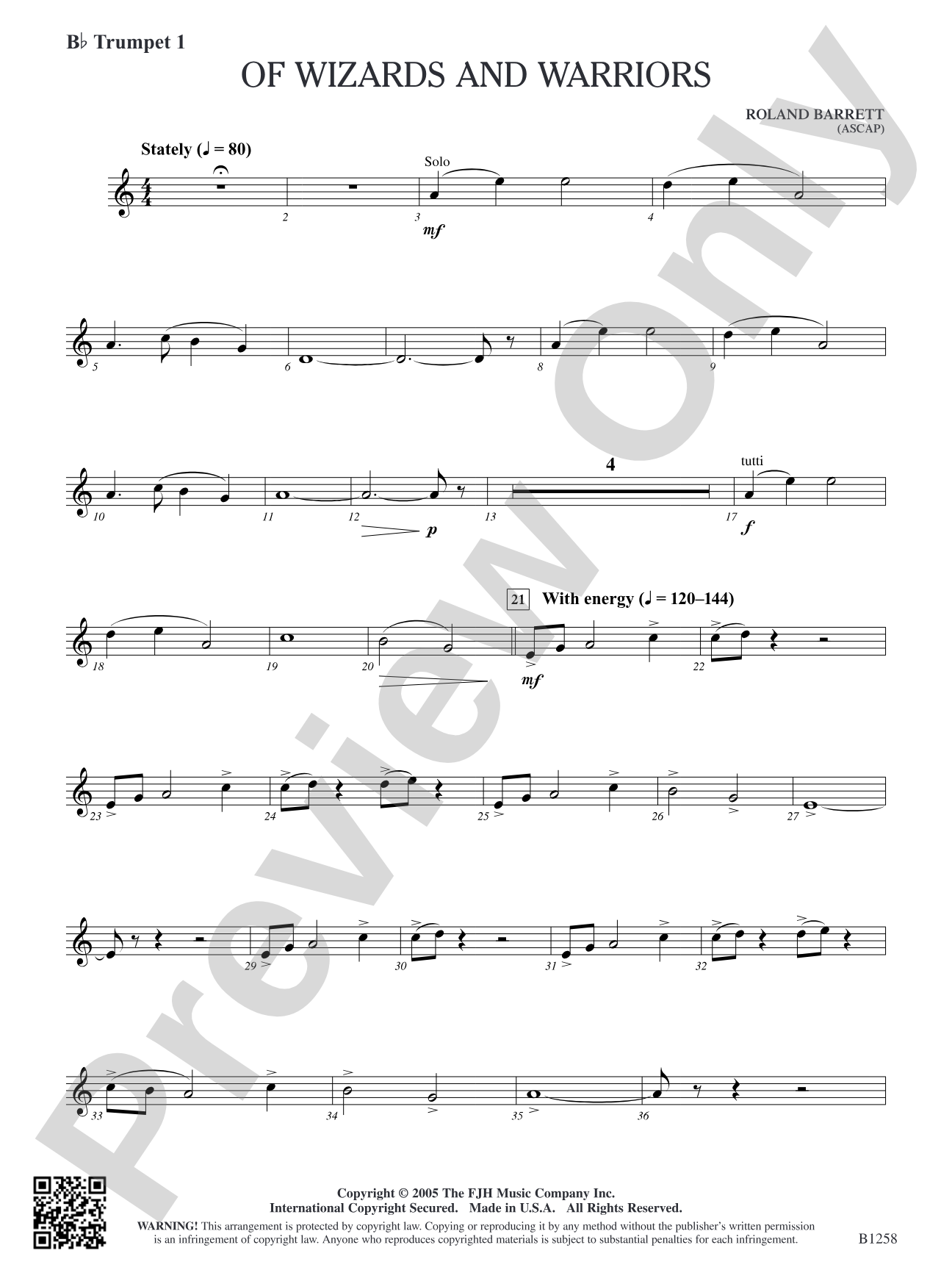 Of Wizards and Warriors: B-flat Trumpet 1