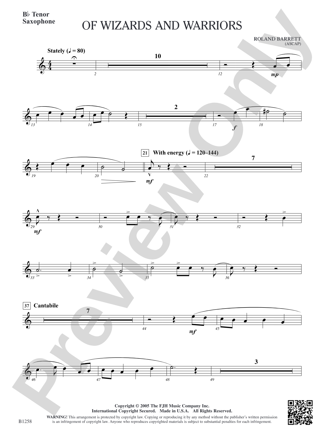 Of Wizards and Warriors: B-flat Tenor Saxophone