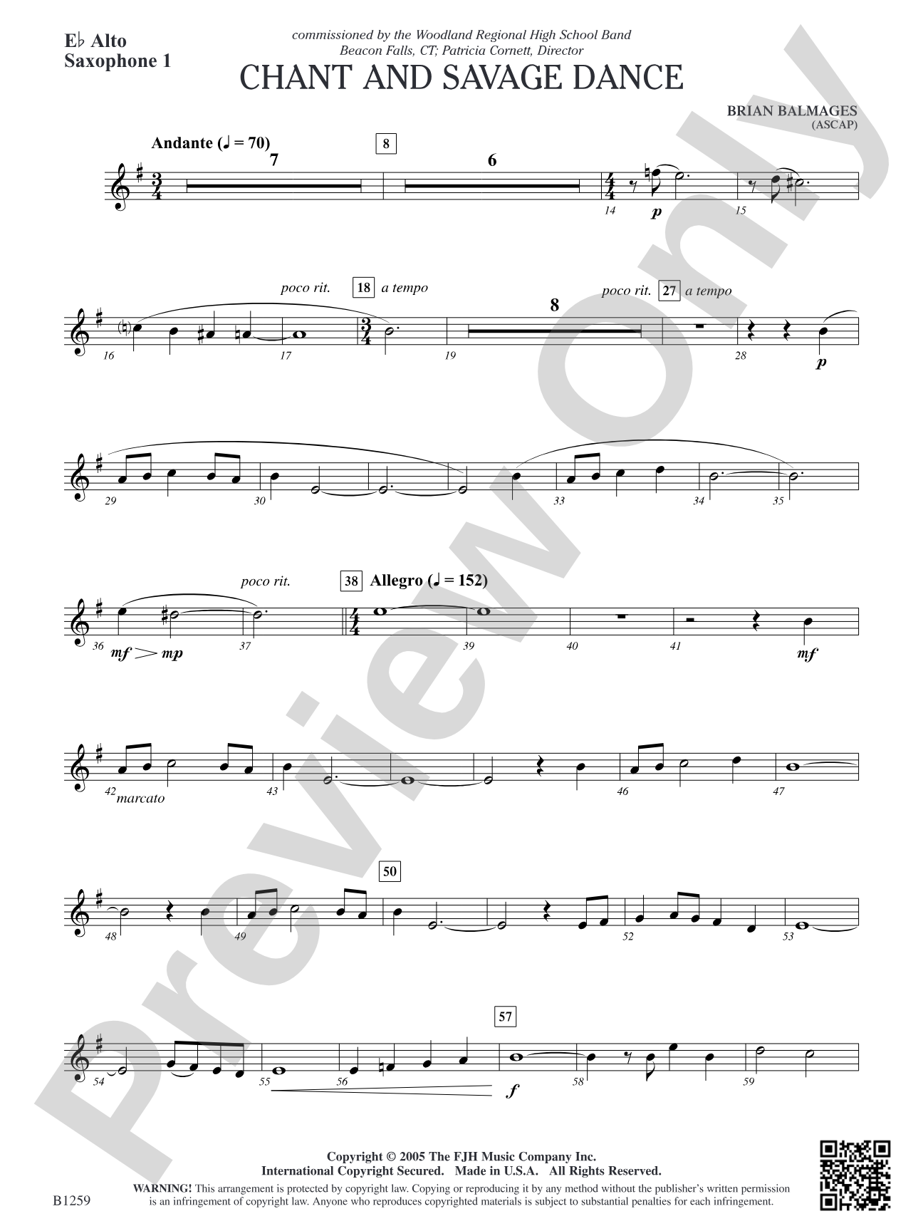 Chant and Savage Dance: E-flat Alto Saxophone 1