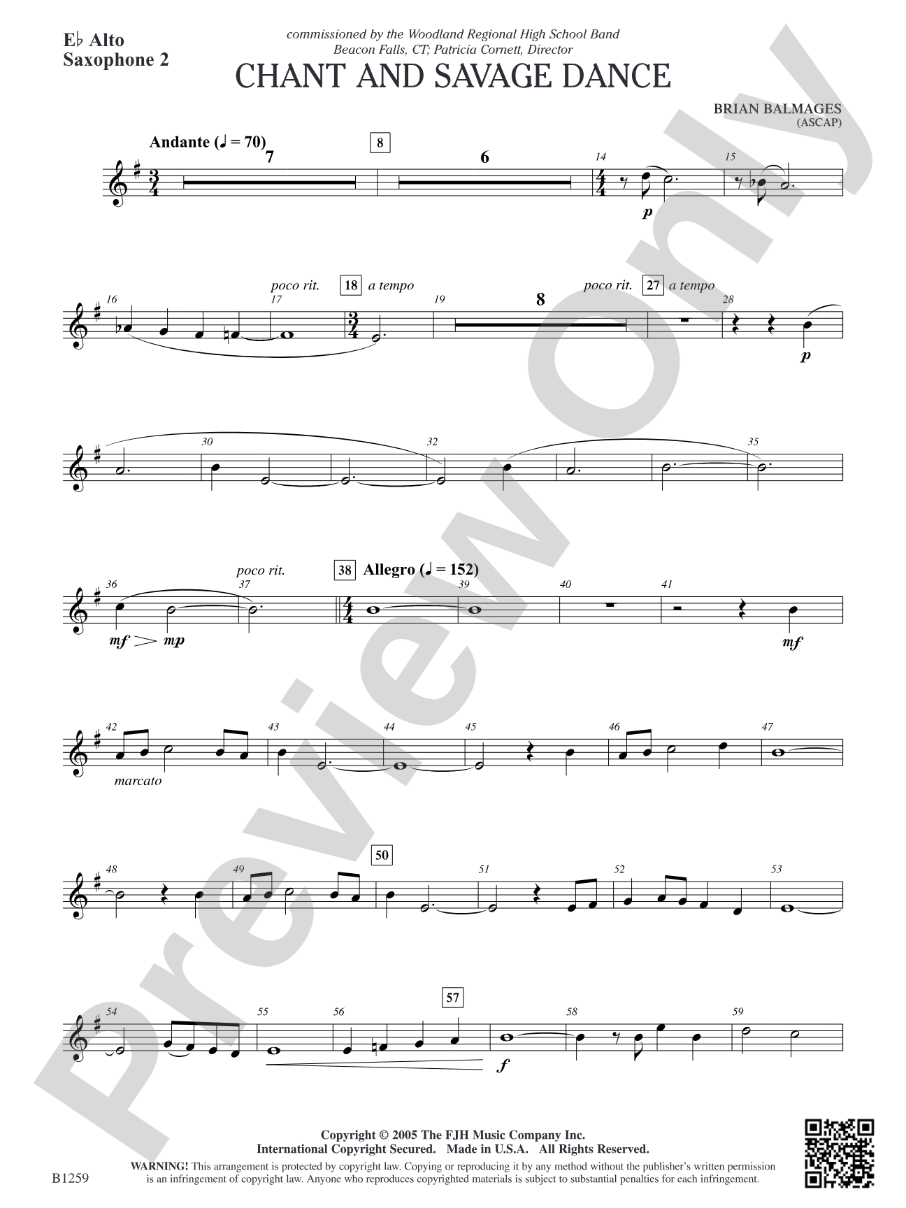 Chant and Savage Dance: E-flat Alto Saxophone 2