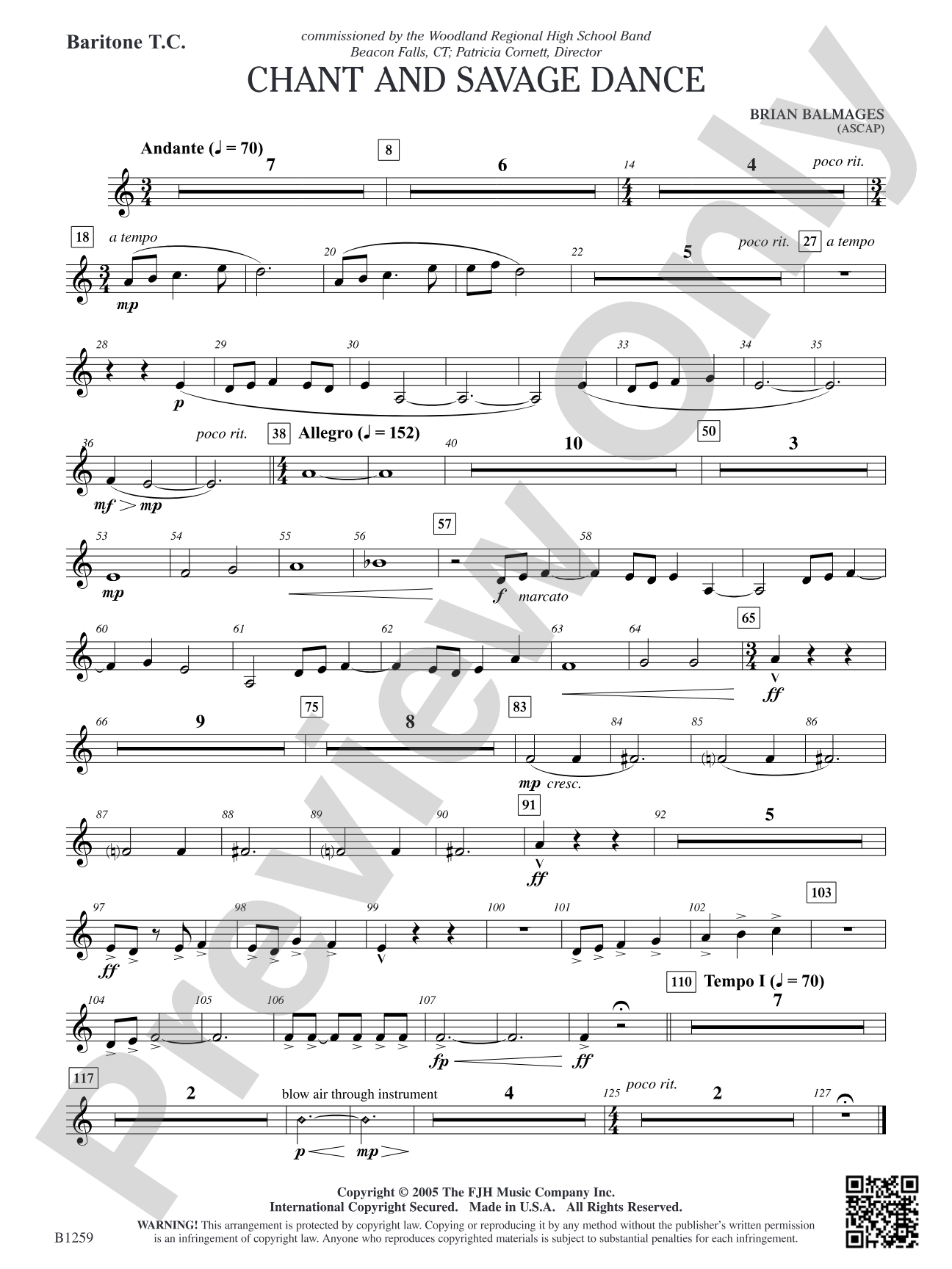 Chant and Savage Dance: Baritone T.C.