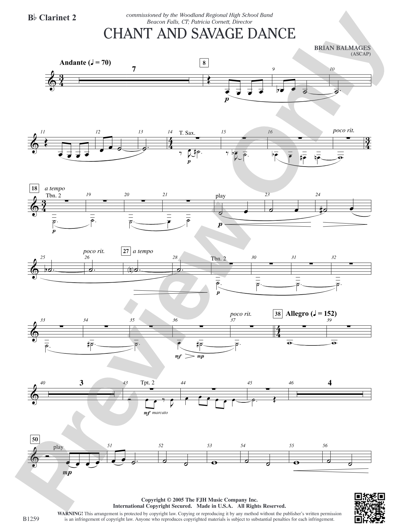 Chant and Savage Dance: B-flat Clarinet 2