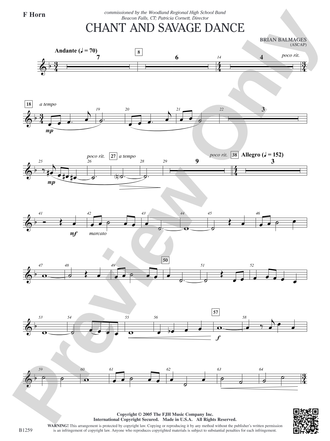Chant and Savage Dance: F Horn