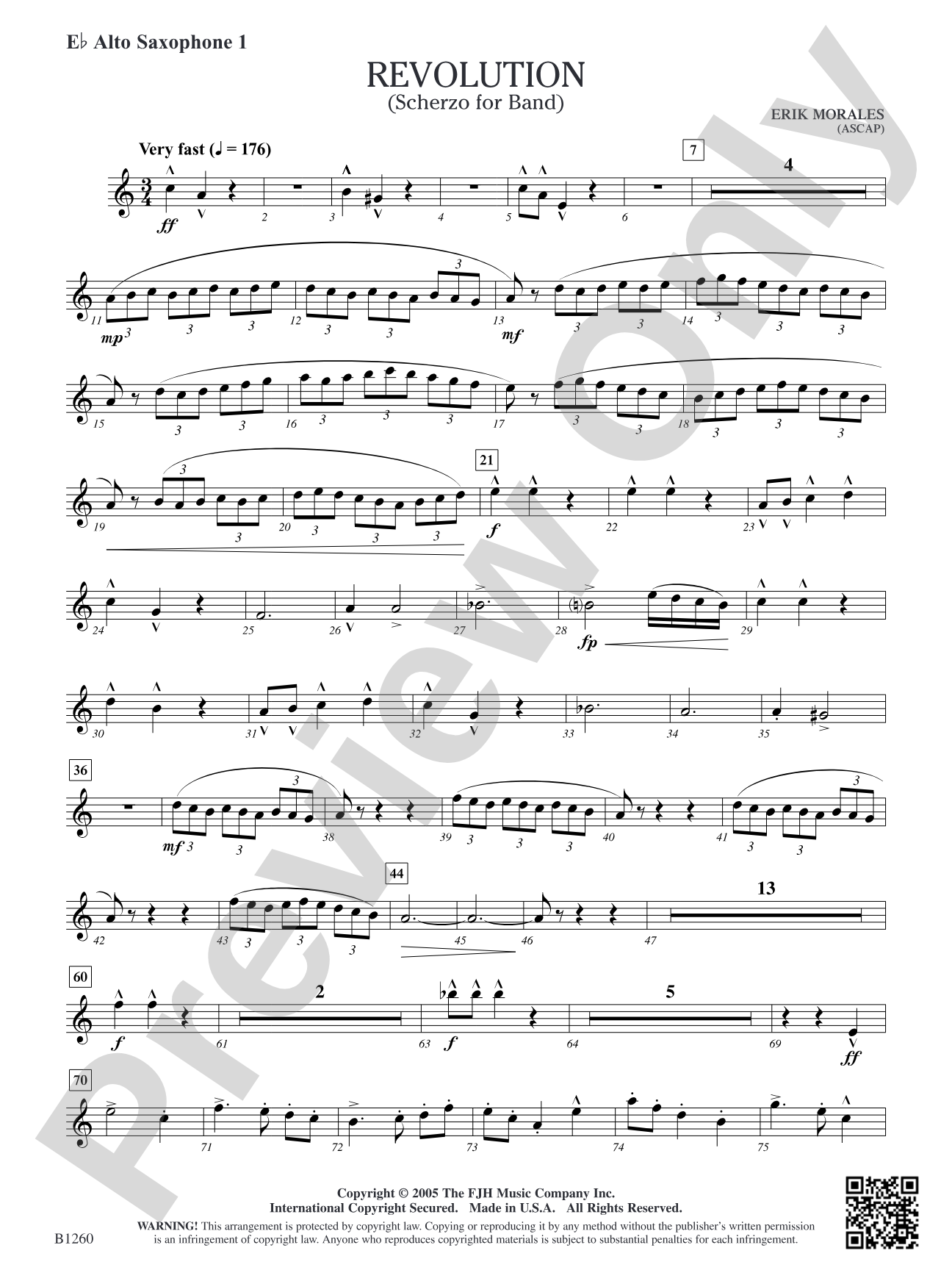 Revolution (Scherzo for Band): E-flat Alto Saxophone 1