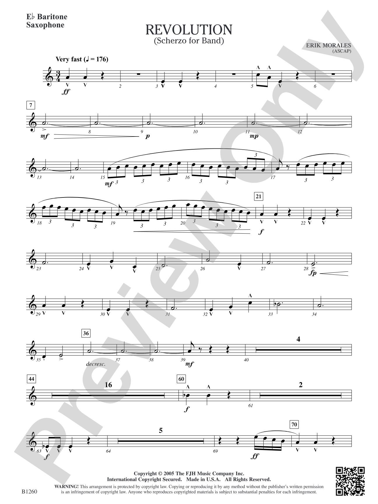 Revolution (Scherzo for Band): E-flat Baritone Saxophone