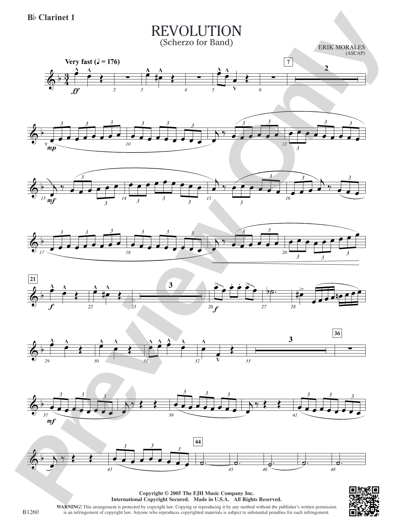 Revolution (Scherzo for Band): B-flat Clarinet 1
