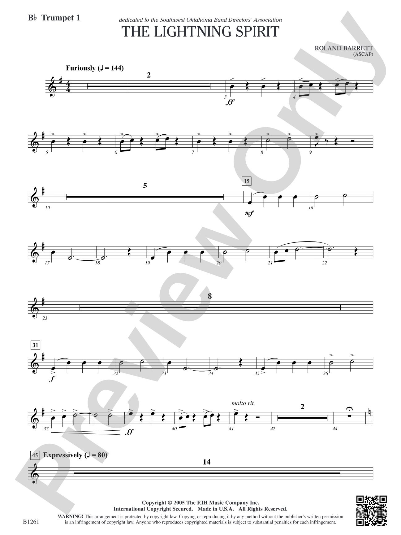 The Lightning Spirit: B-flat Trumpet 1