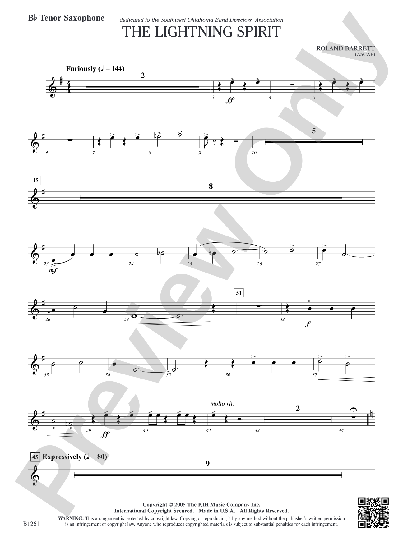 The Lightning Spirit: B-flat Tenor Saxophone