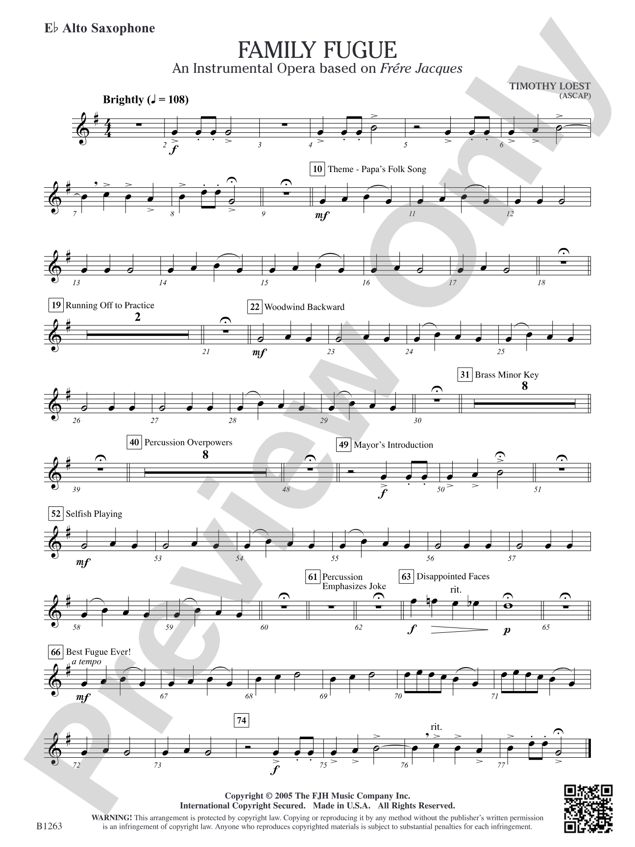 Family Fugue: E-flat Alto Saxophone