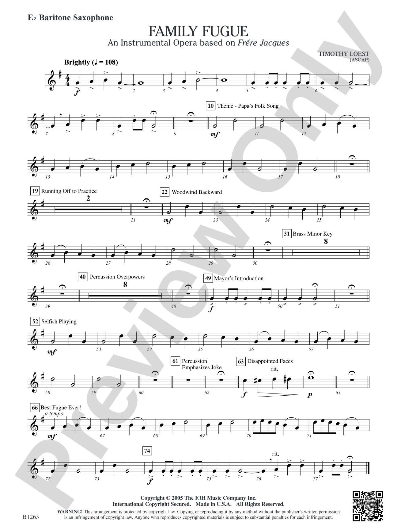 Family Fugue: E-flat Baritone Saxophone