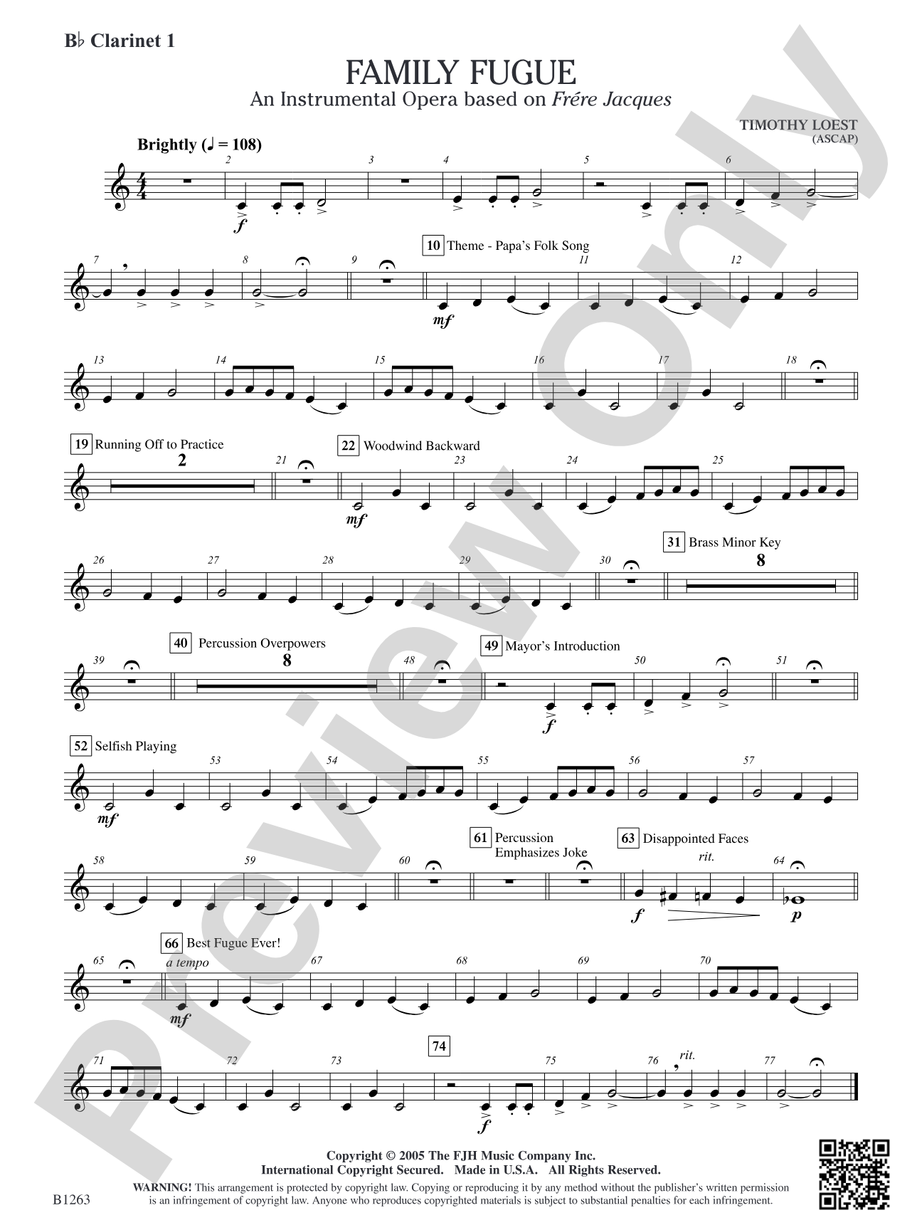 Family Fugue: B-flat Clarinet 1