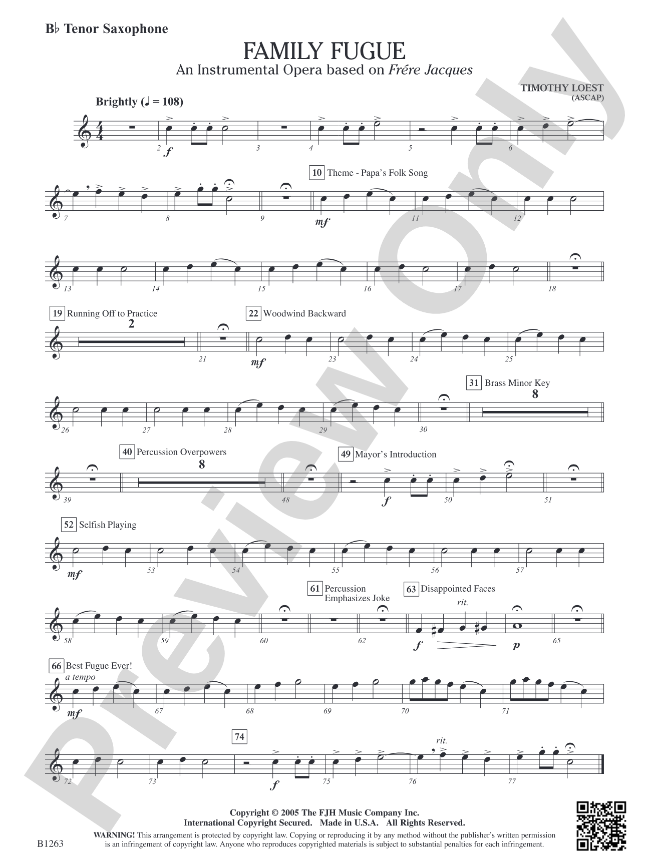 Family Fugue: B-flat Tenor Saxophone