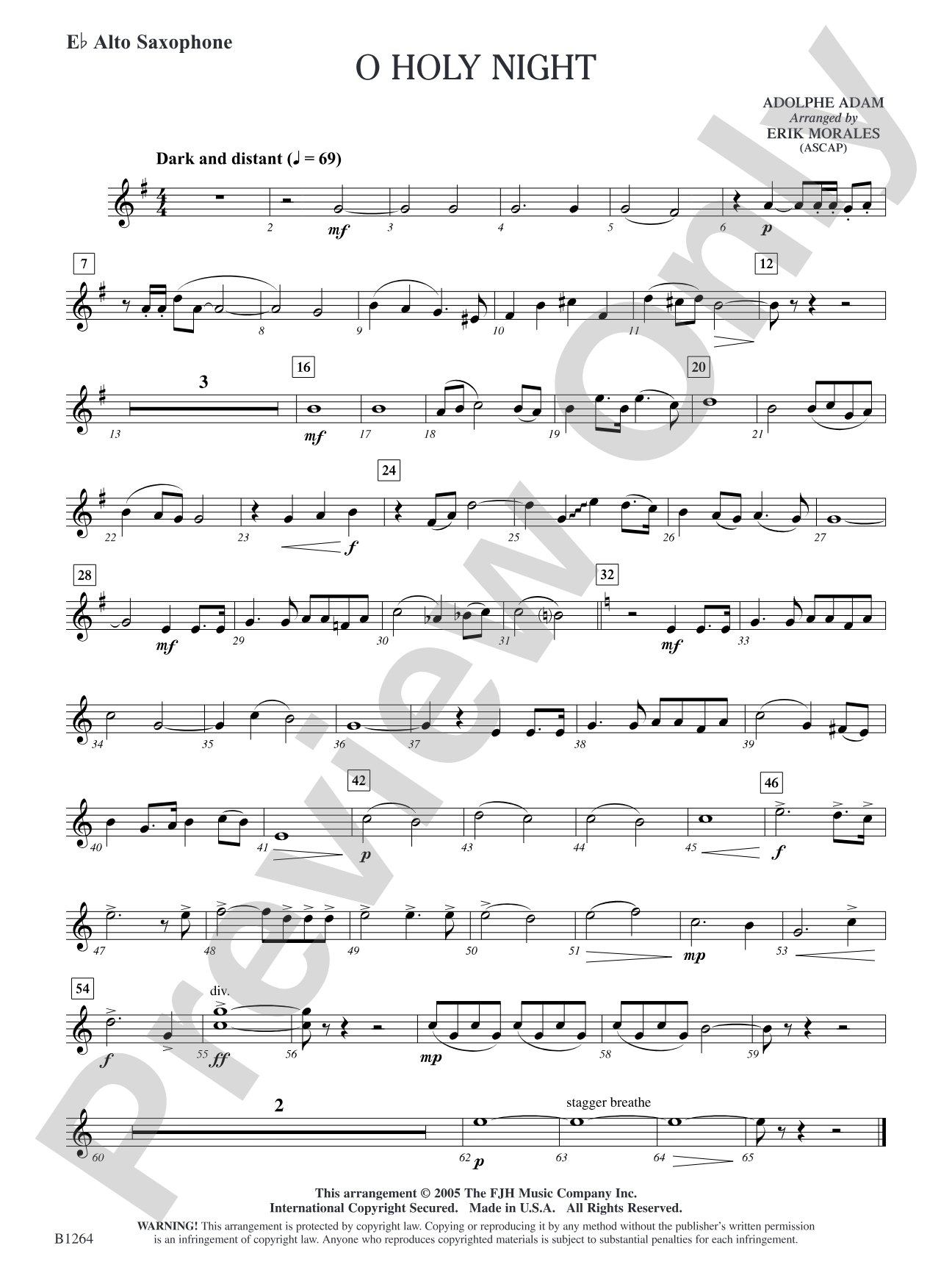 O Holy Night: E-flat Alto Saxophone