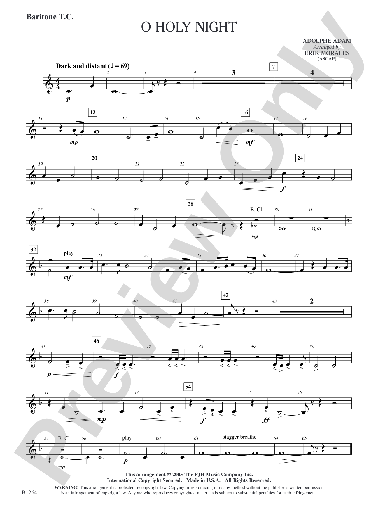 O Holy Night: Baritone T.C.