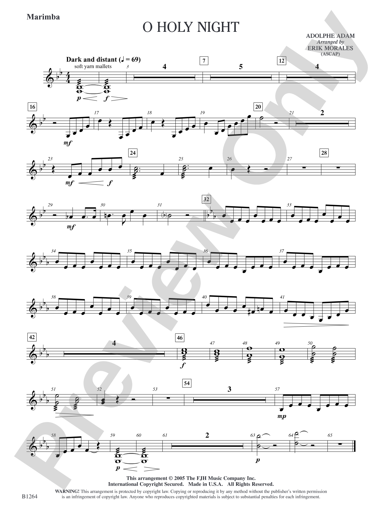 O Holy Night: Opt. Marimba