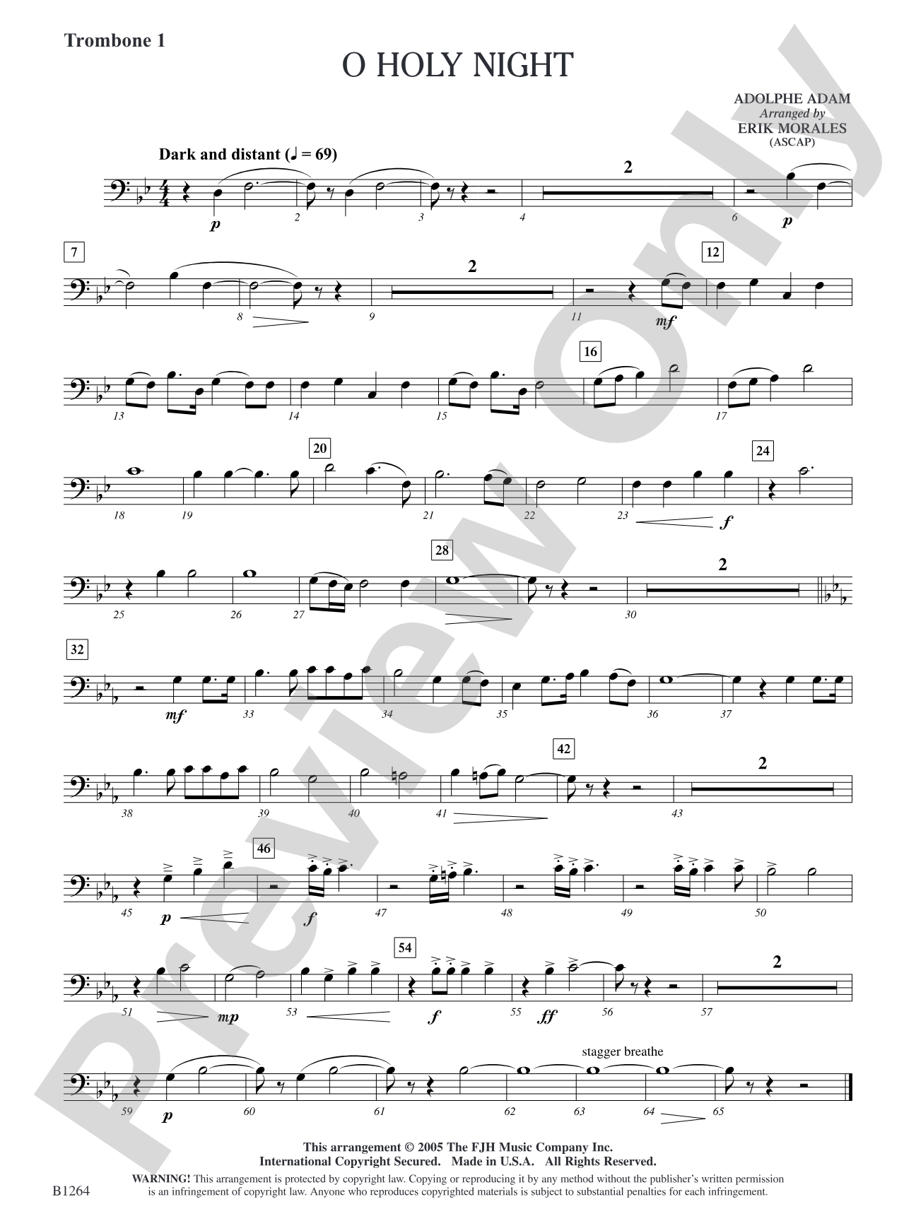 O Holy Night: Trombone 1