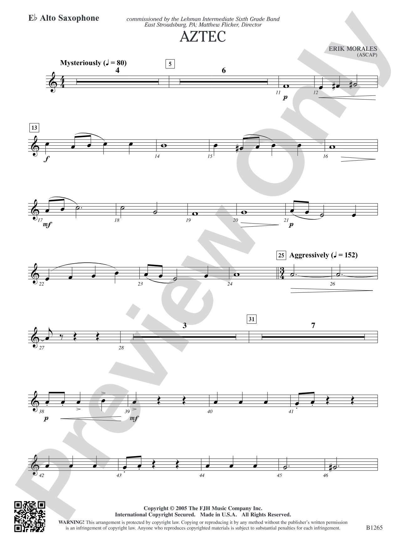 Aztec: E-flat Alto Saxophone