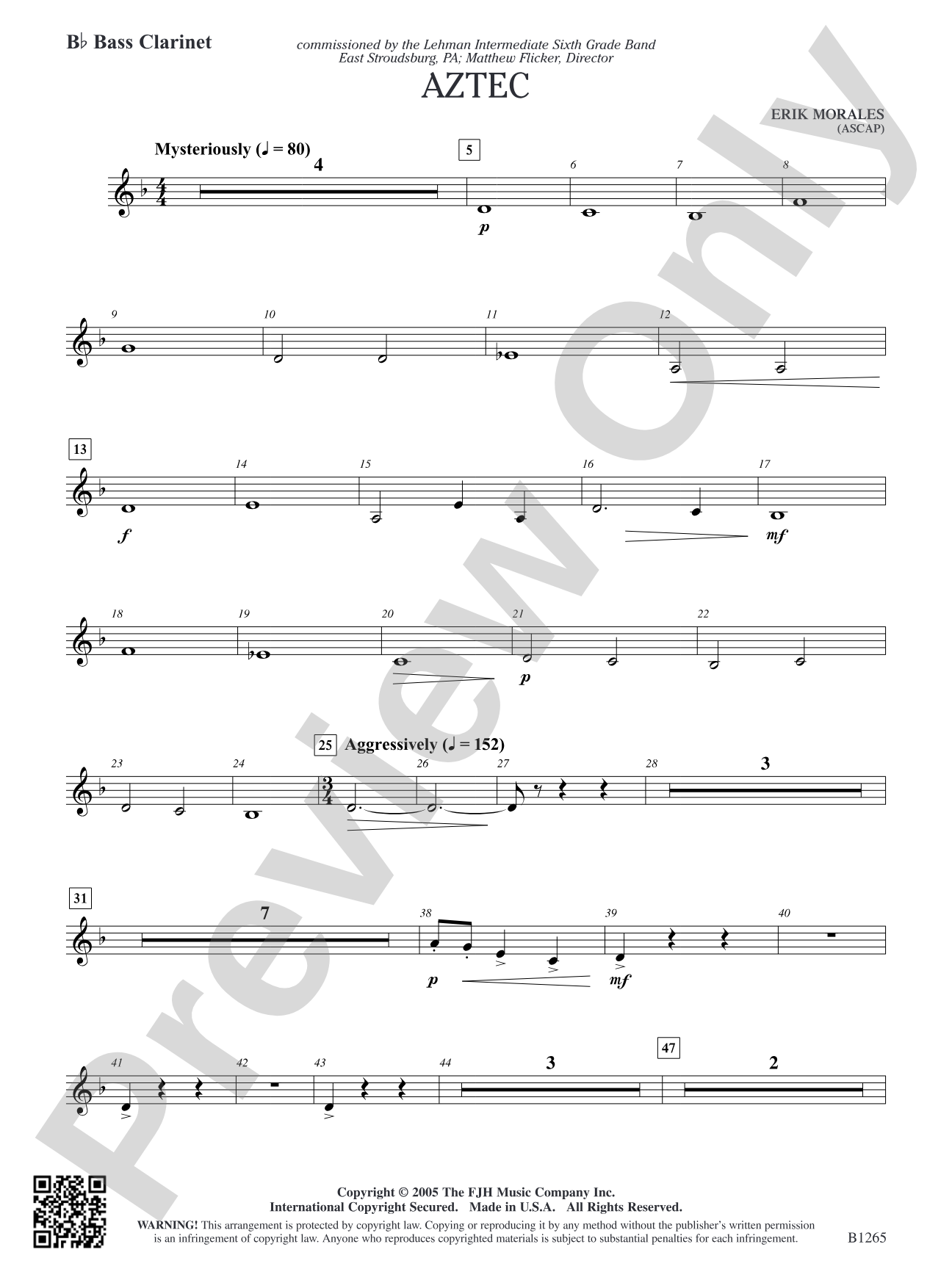 Aztec: B-flat Bass Clarinet