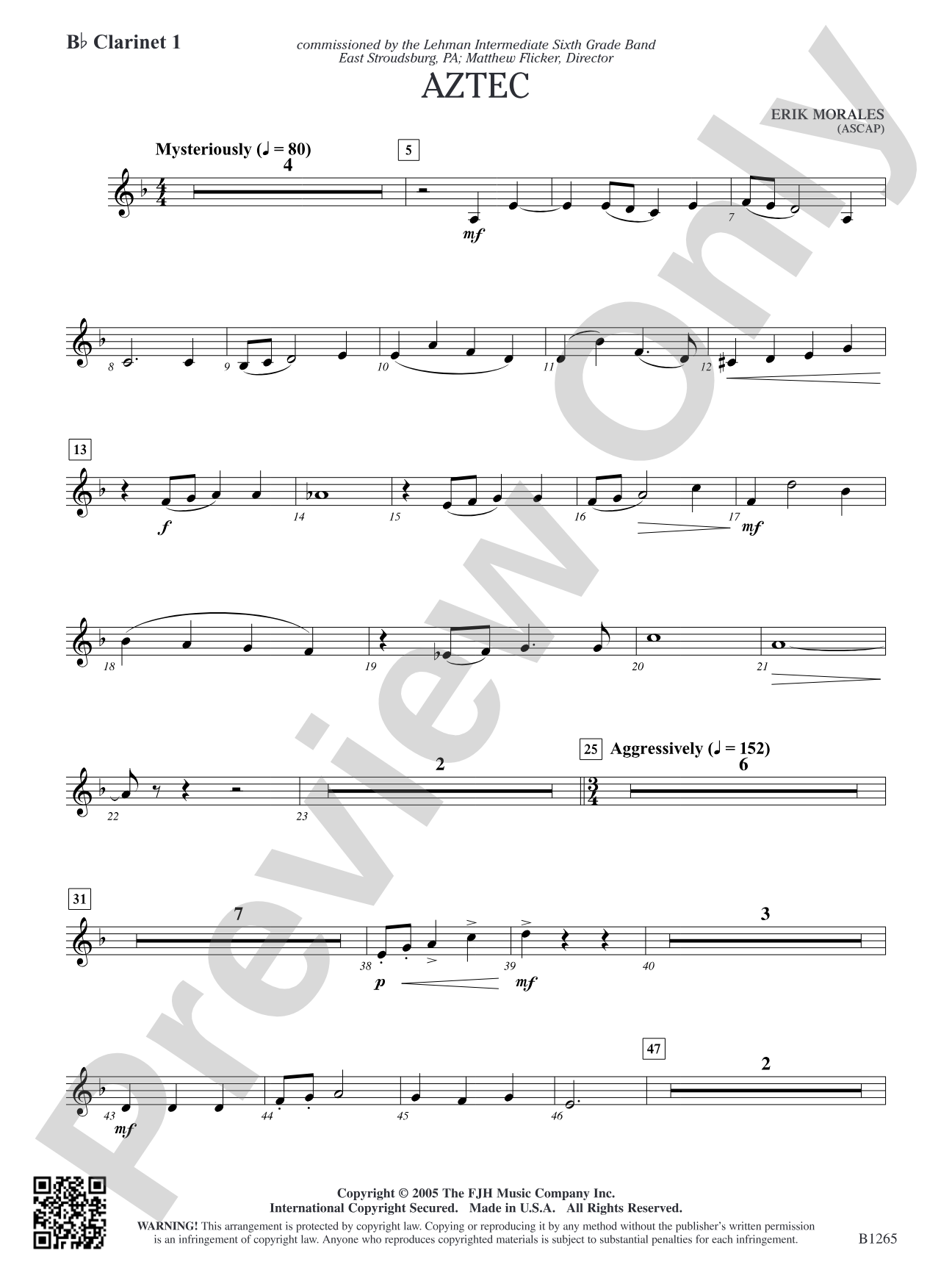 Aztec: B-flat Clarinet 1
