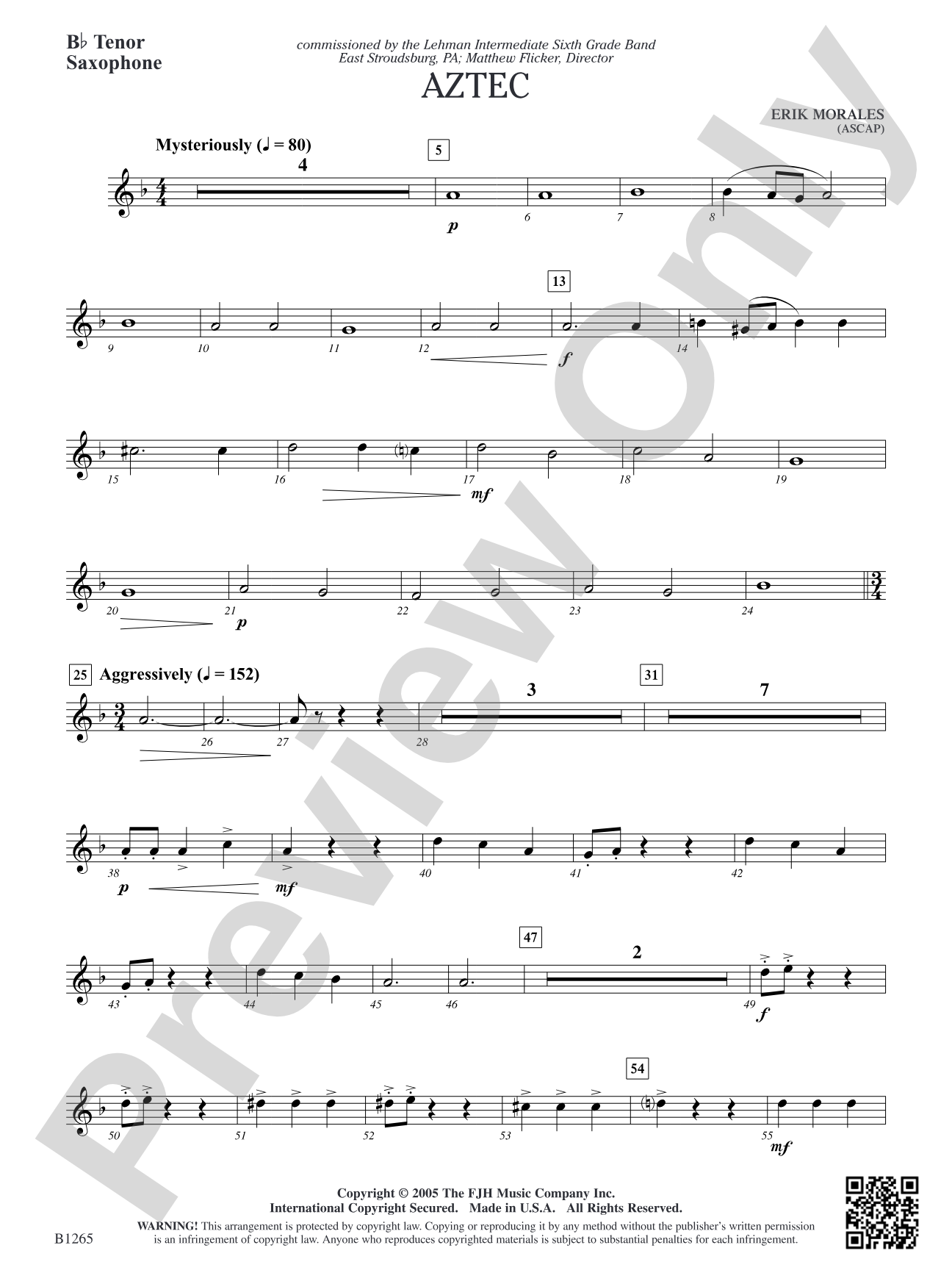 Aztec: B-flat Tenor Saxophone