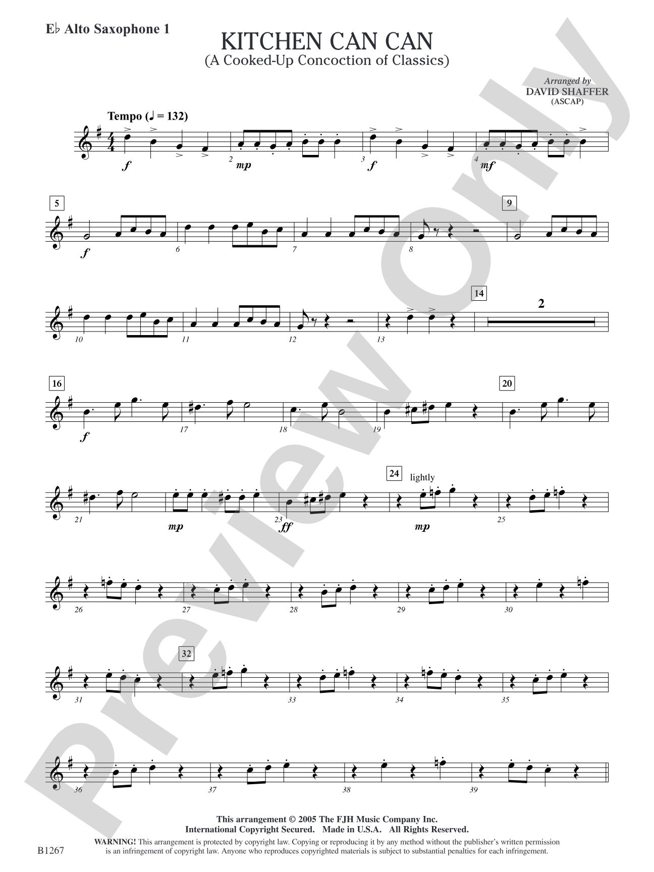 Kitchen Can Can (A Cooked-Up Concoction of Classics): E-flat Alto Saxophone 1